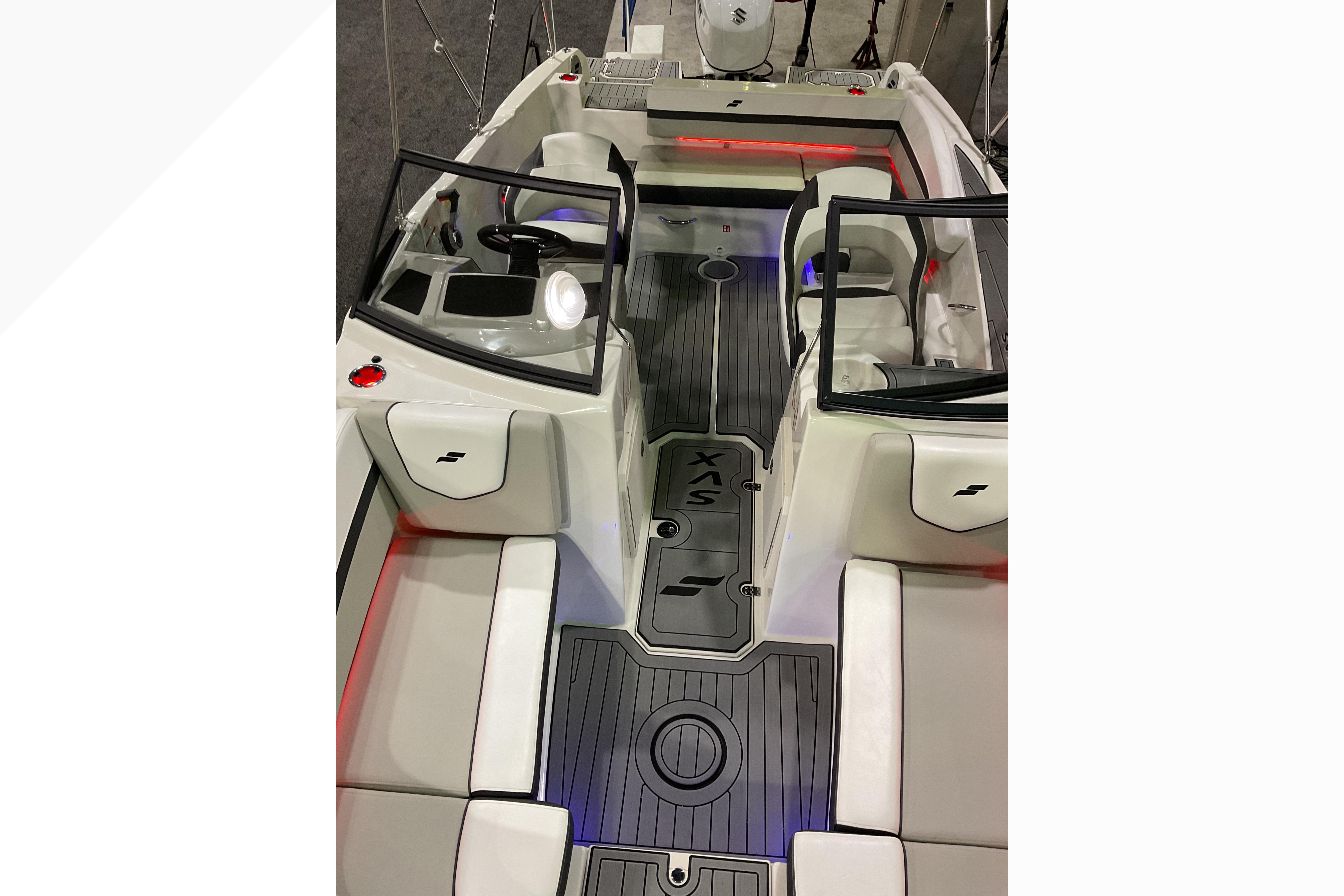 2026 Starcraft SVX 210 DC OB boat interior with modern seating and sleek design.