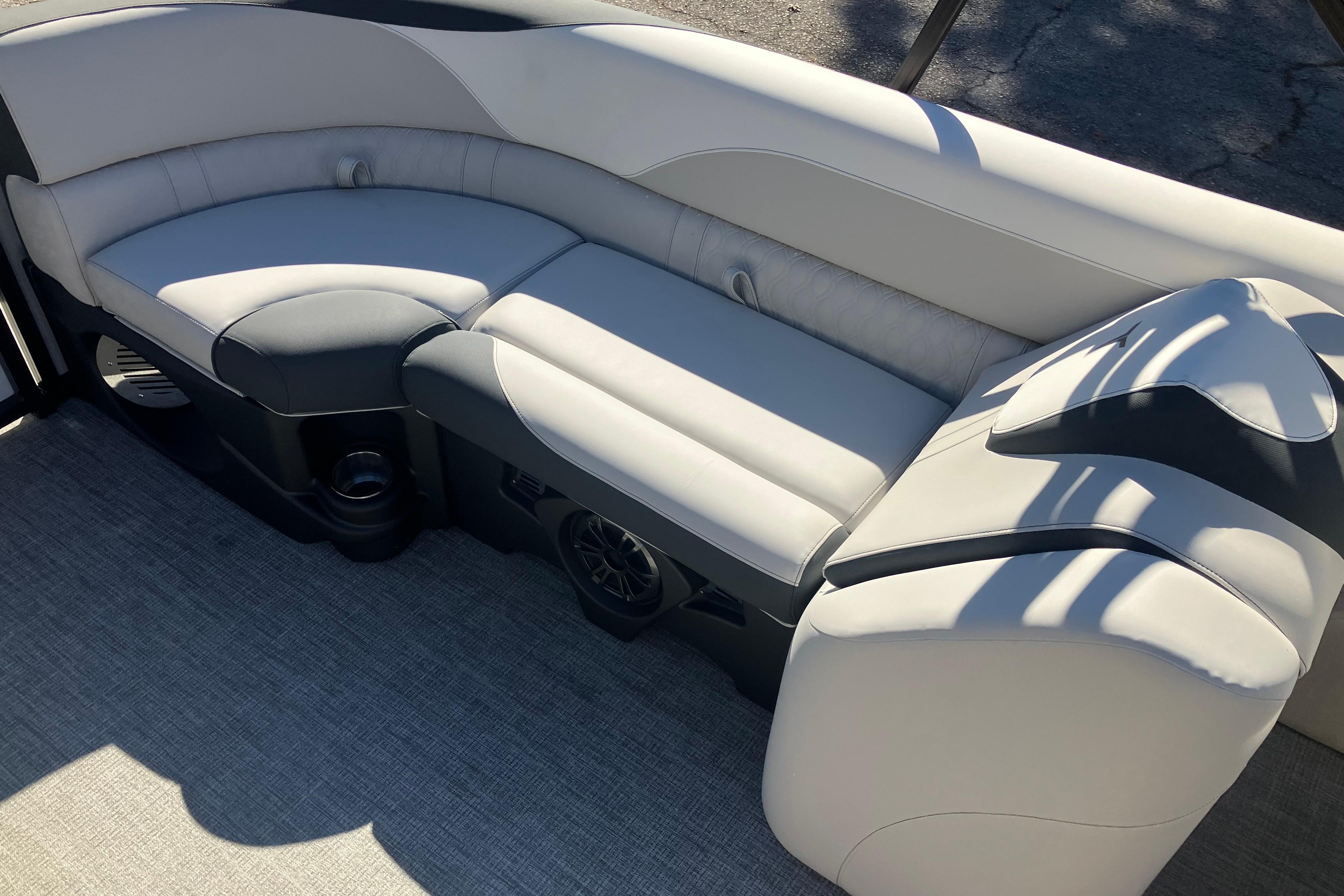 2026 Tahoe Pontoon LTZ Quad Lounger with sleek, modern seating design.