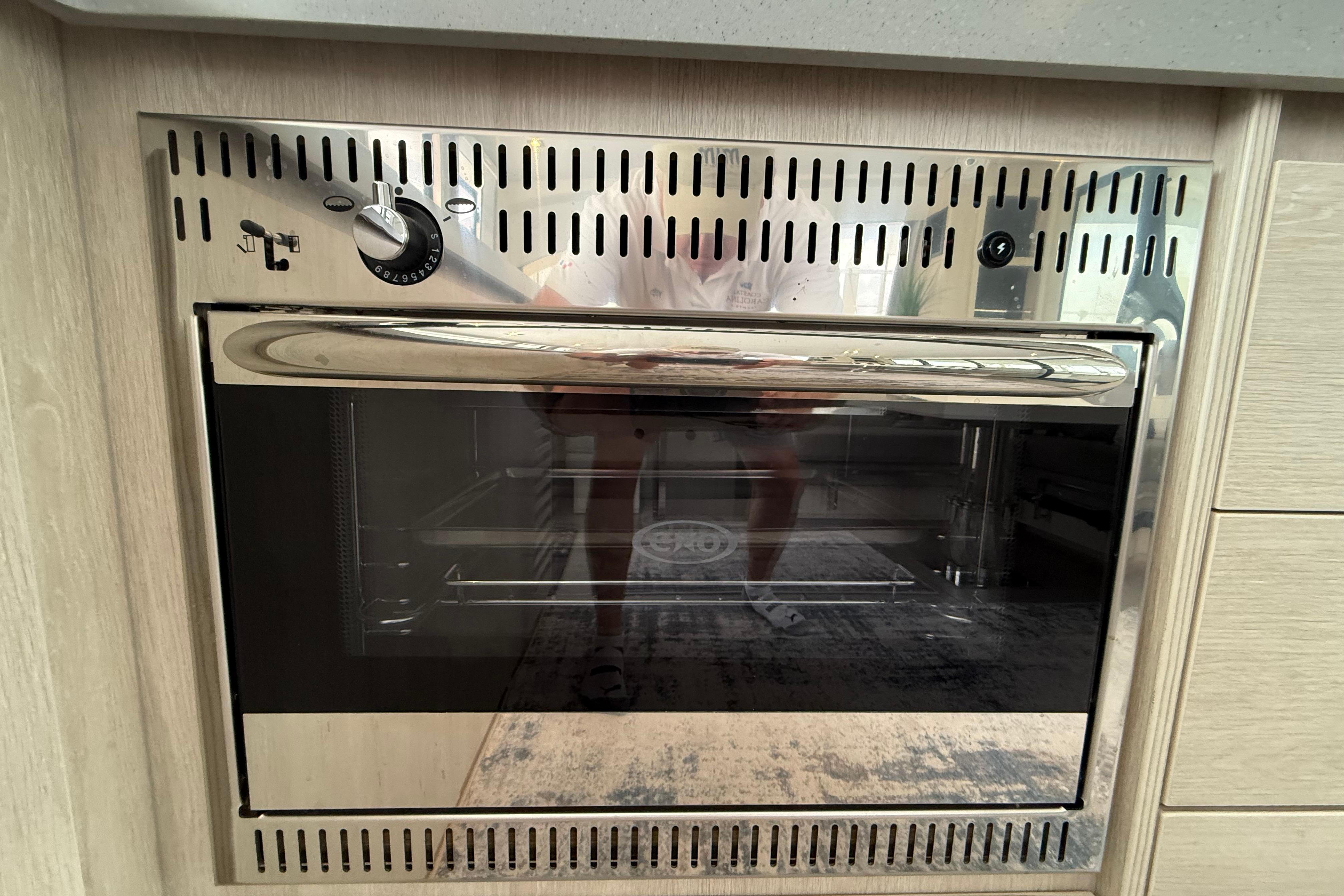Stainless steel oven in 2021 Leopard 43 Powercat kitchen interior.