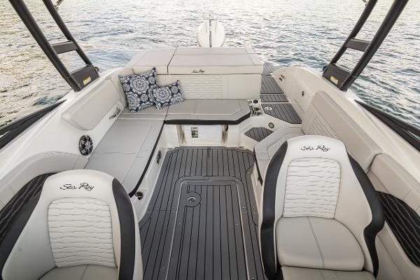 Manufacturer Provided Image: 2023 Sea Ray SPX 230 OB boat interior with luxurious seating and modern design.
