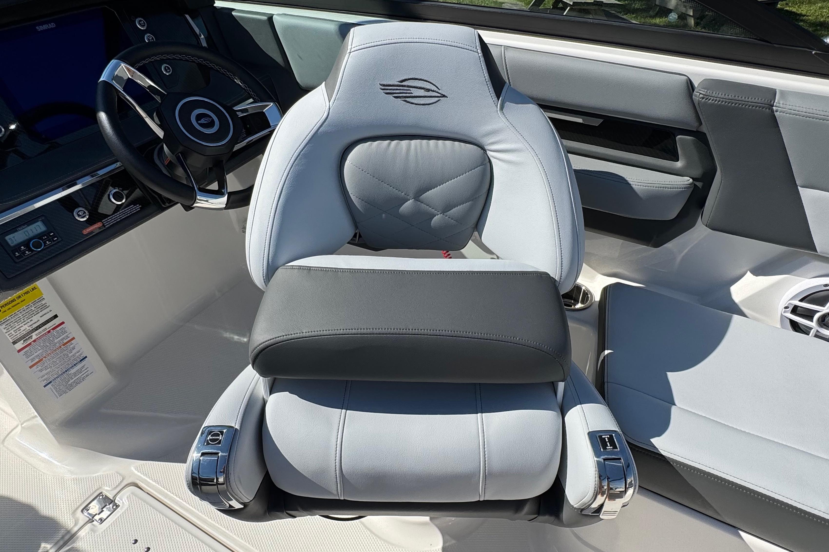 Luxury seating in 2026 Chaparral SSX 4 boat, featuring sleek design and premium materials.