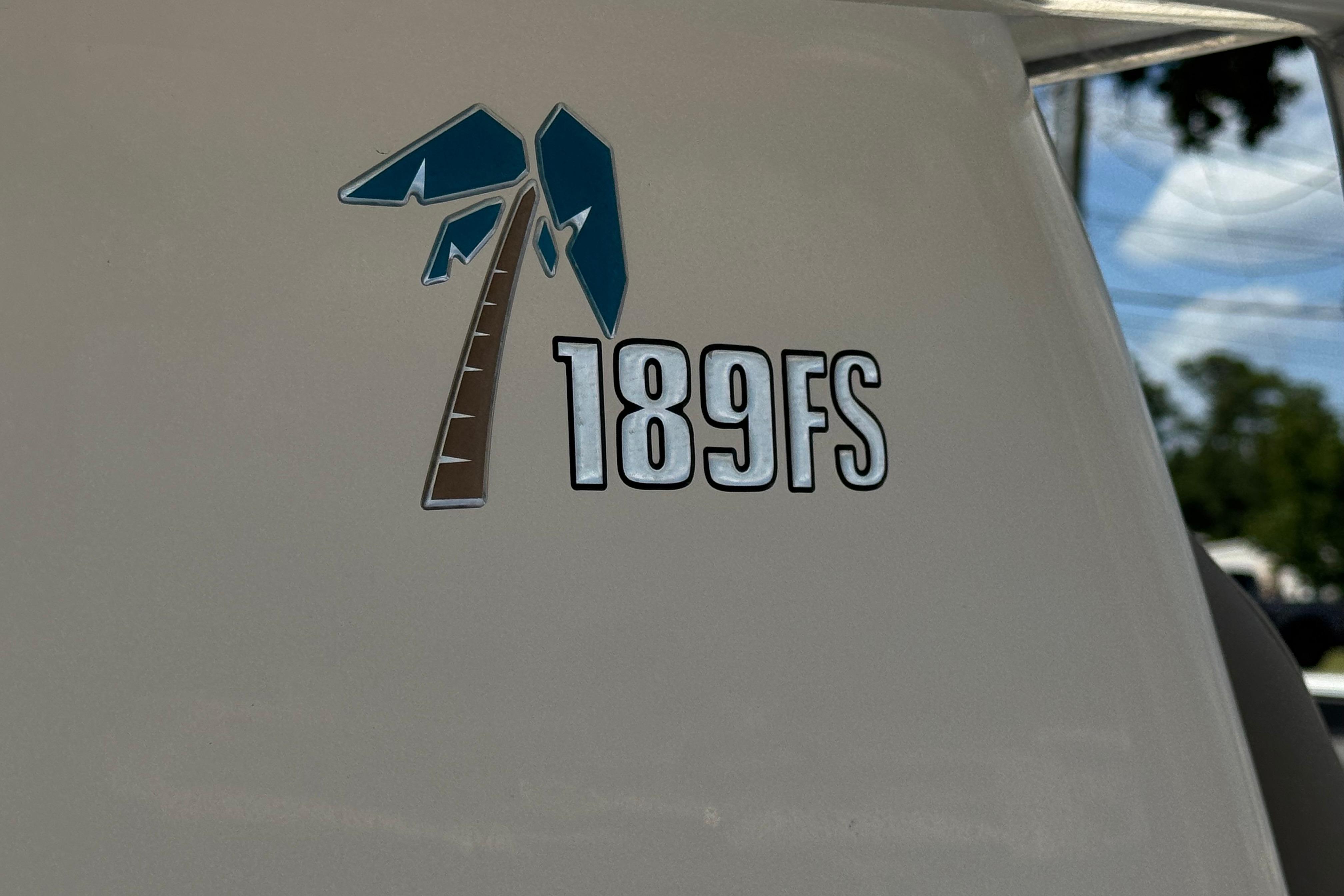 Key West 189 FS 2022 model logo on boat exterior.