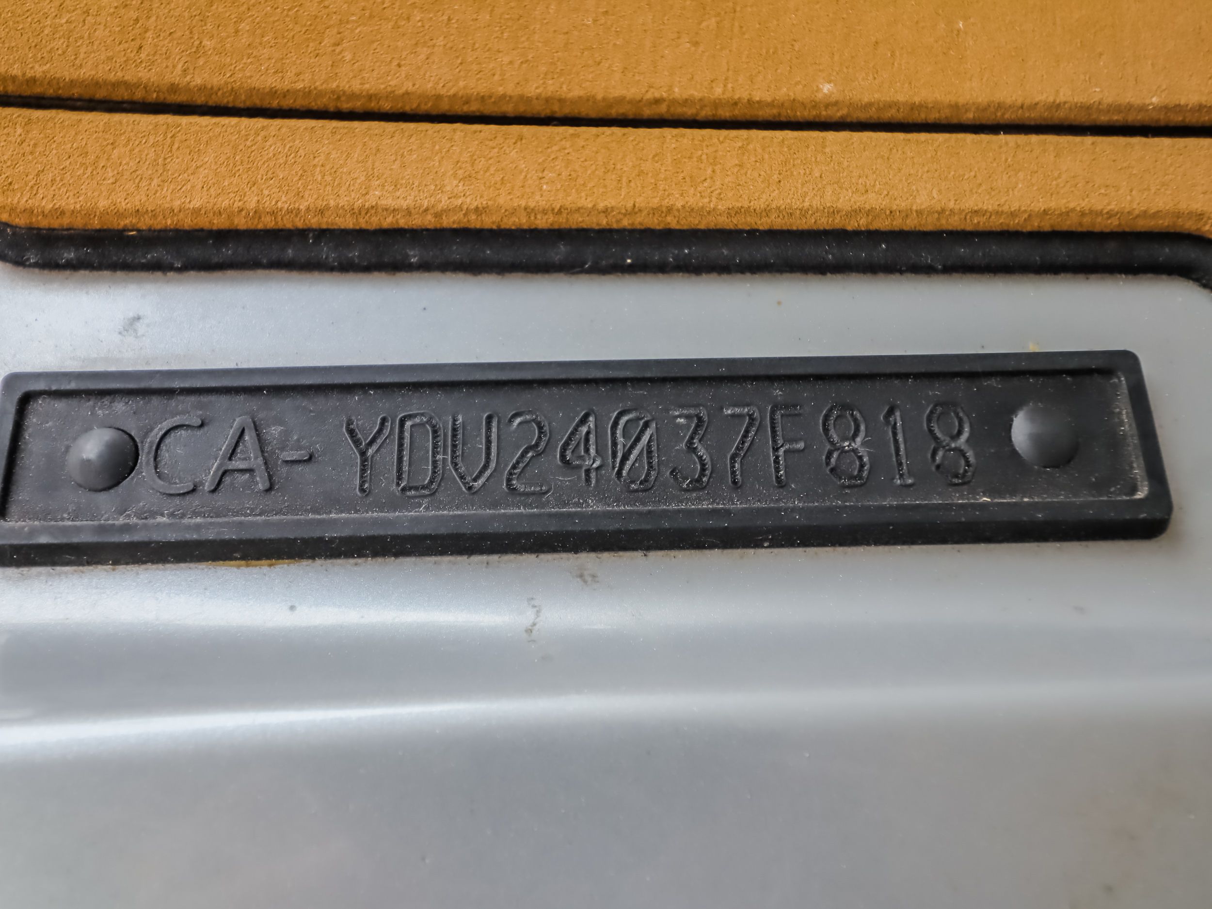 Serial number plate of a 2018 Sea-Doo GTX300.