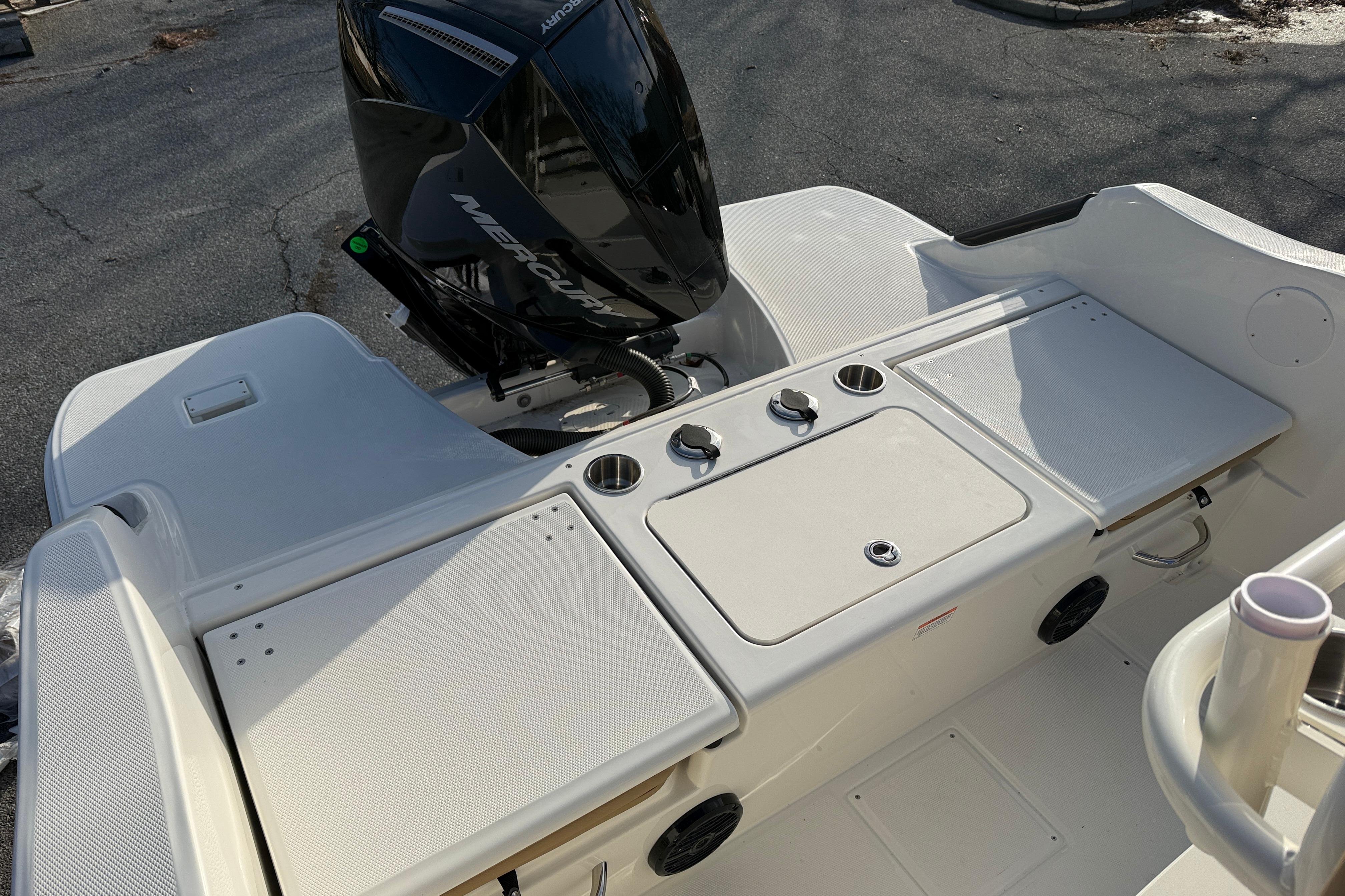 2026 Bayliner Trophy T22CC boat with Mercury engine, featuring a spacious deck layout.
