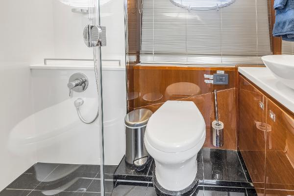 Luxurious bathroom on the 2013 Princess V57 yacht.