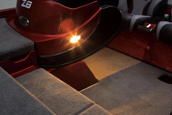 Manufacturer Provided Image: 2013 Nitro Z-8 boat interior with illuminated seating area and carpeted flooring.