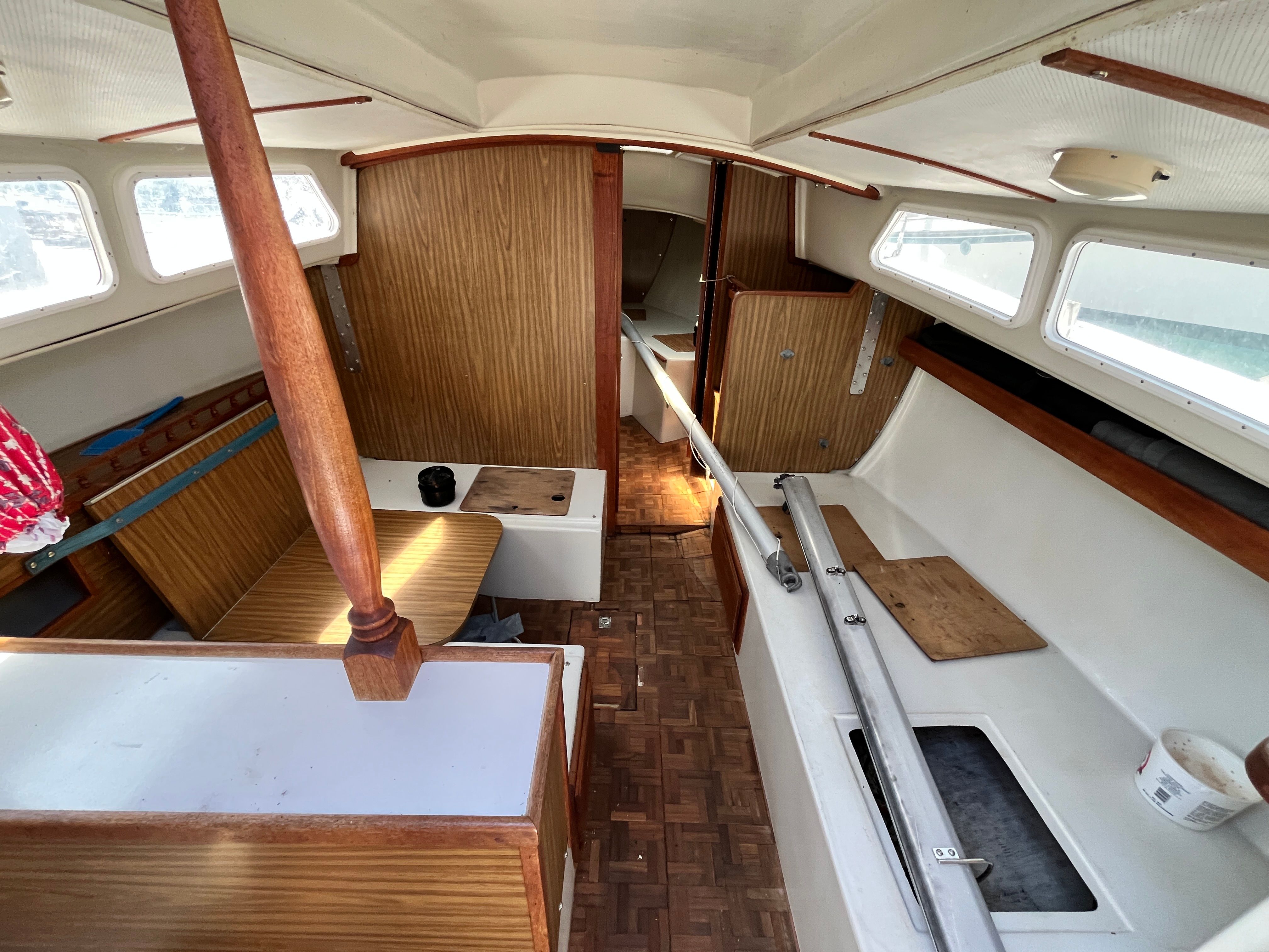 Interior of a 1974 Capital Newport 30 MKII yacht.