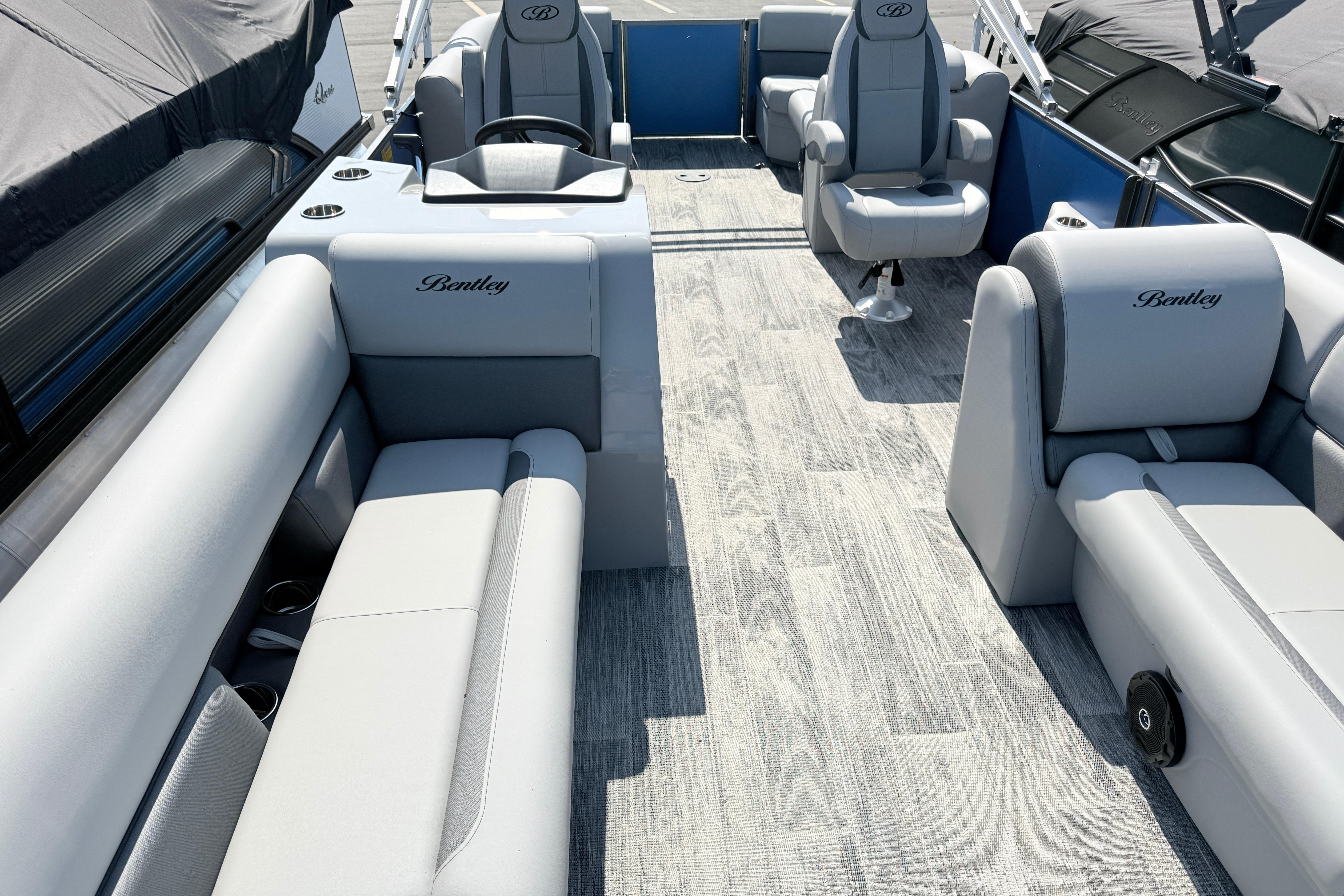 2027 Bentley Pontoons Legacy 240 Navigator interior with luxurious seating and modern design.