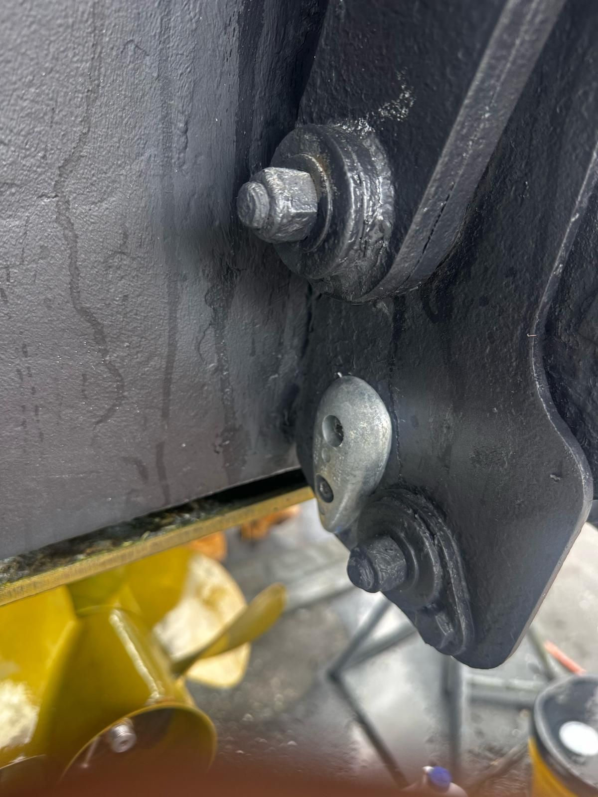 Close-up of a Sea Ray 450 boat part, year 2010.