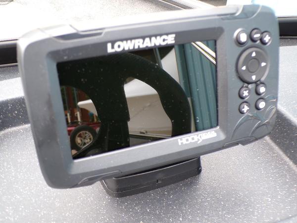 Lowrance Hook series fish finder on 2025 Tracker Pro Guide™ V-175 Combo boat.