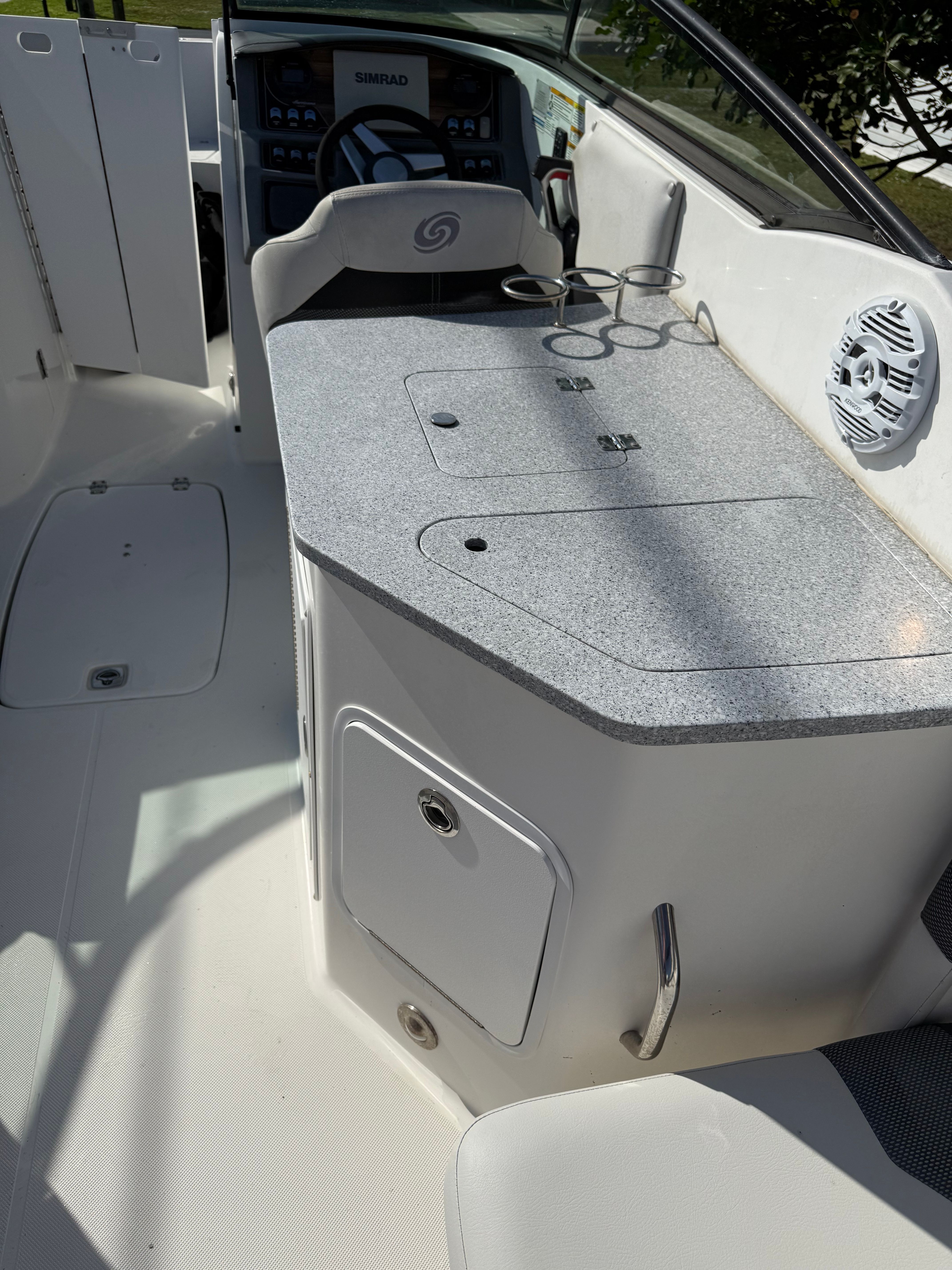 Interior view of a 2018 Hurricane SunDeck 2690 OB boat.