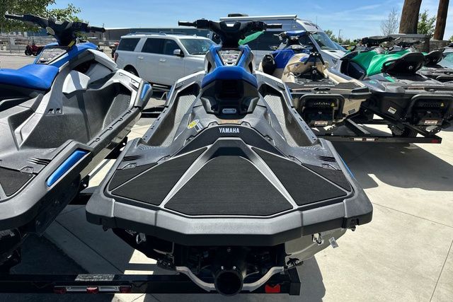 A Yamaha WaveRunner Jetblaster in black on a trailer, surrounded by other watercraft.