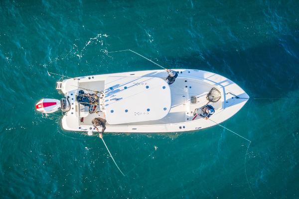 Manufacturer Provided Image: Aerial view of 2026 BlackJack 256 Coastal boat on clear blue water.