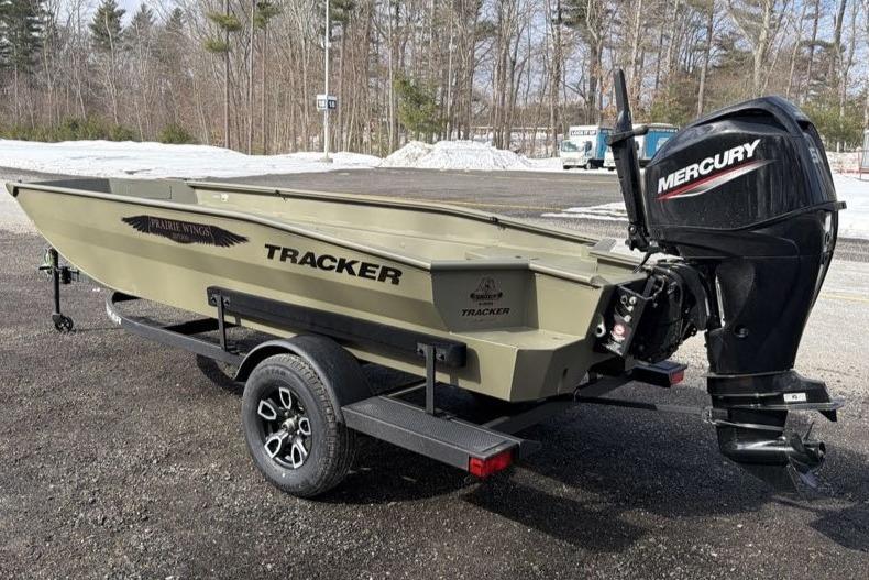 2026 Tracker Grizzly 1650 T Prairie Wings Edition boat with Mercury outboard motor.