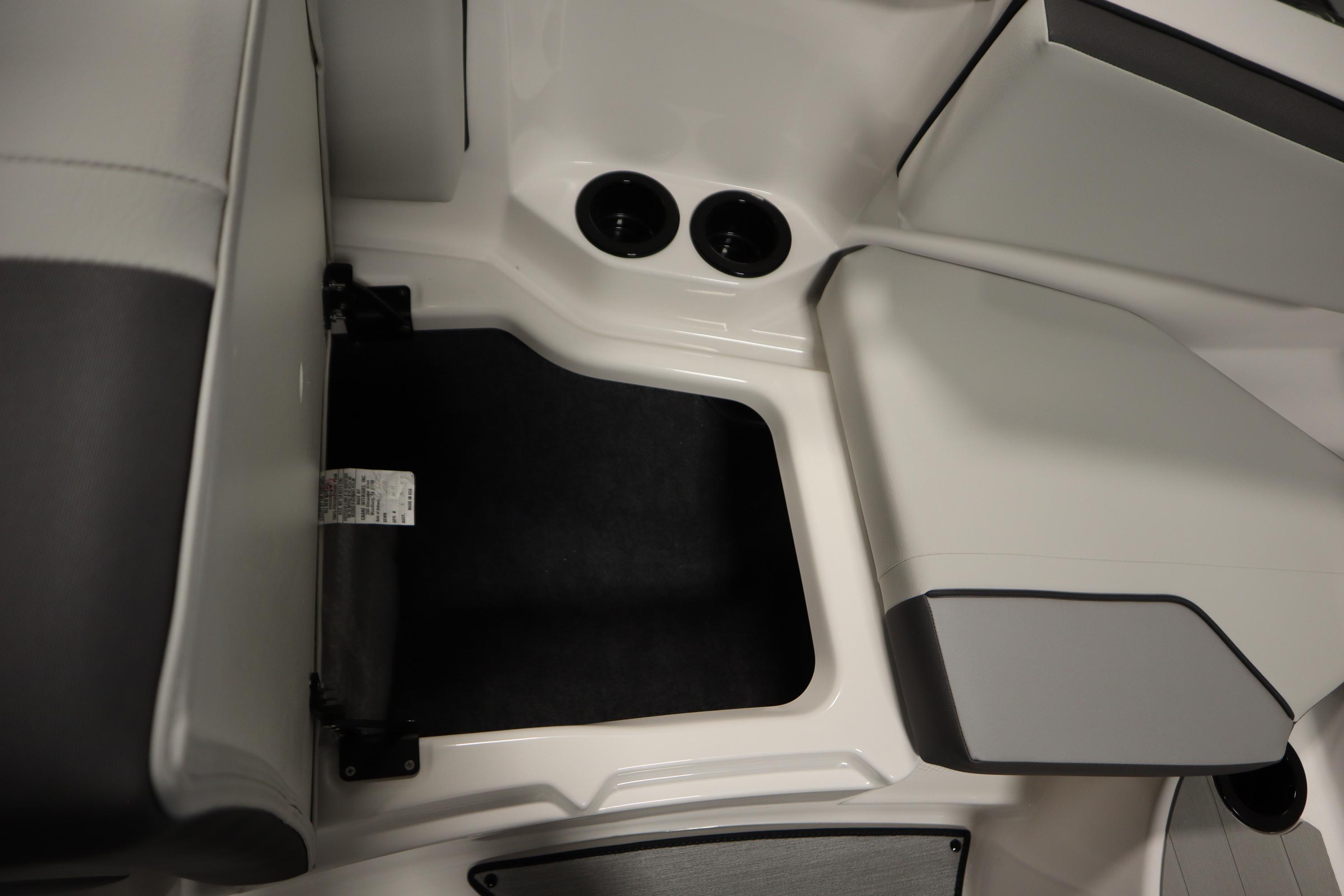 Interior seating and storage area of 2026 Yamaha Boats AR220.