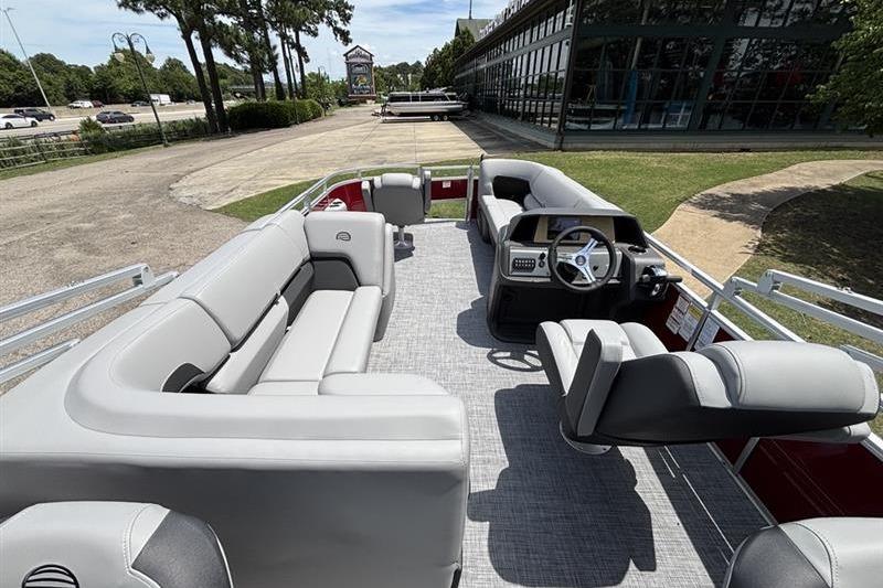 2026 Sun Tracker SportFish 20 DLX pontoon boat with spacious seating and modern helm.