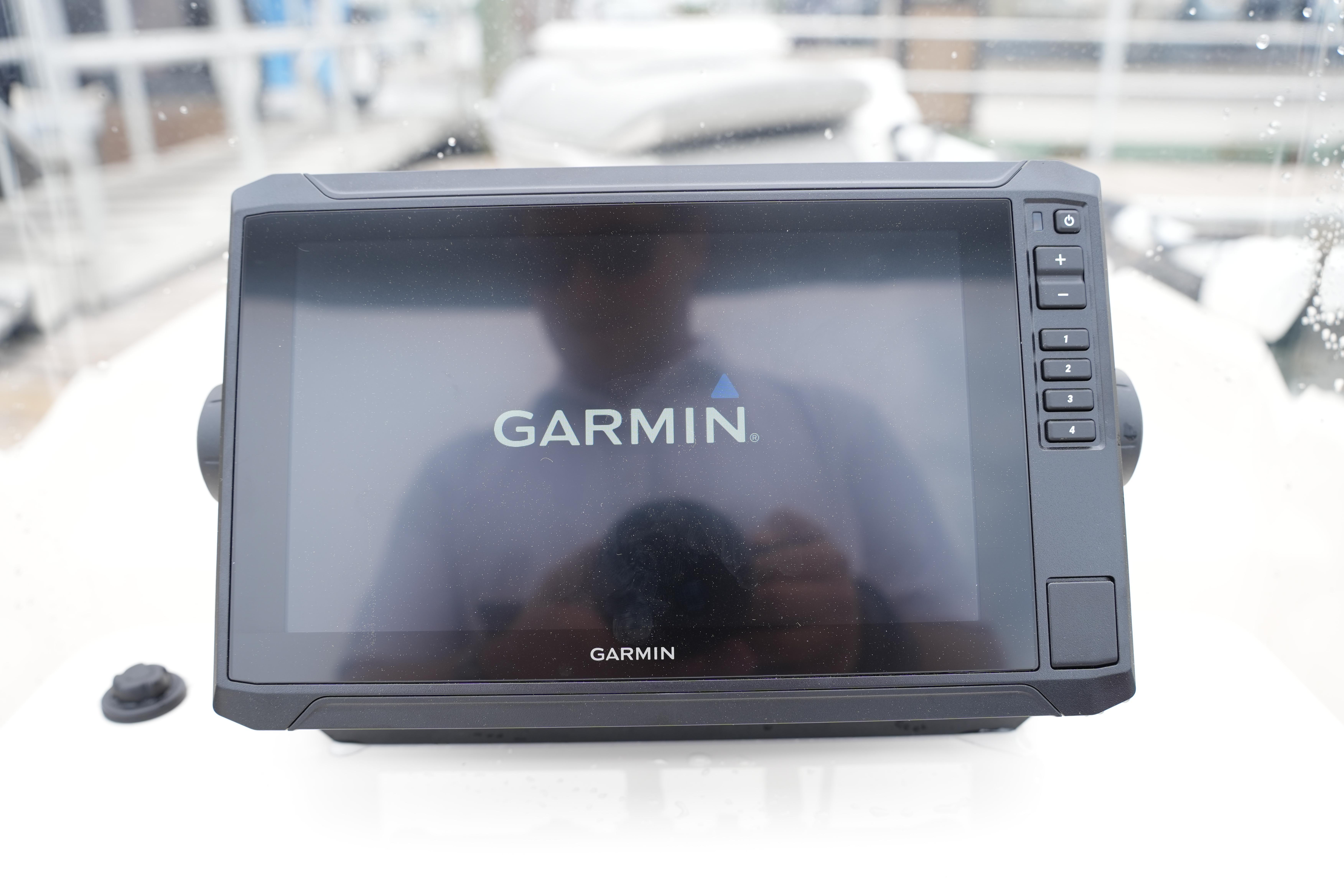 Garmin navigation system on 2025 Carolina Skiff 162 JLS boat dashboard.