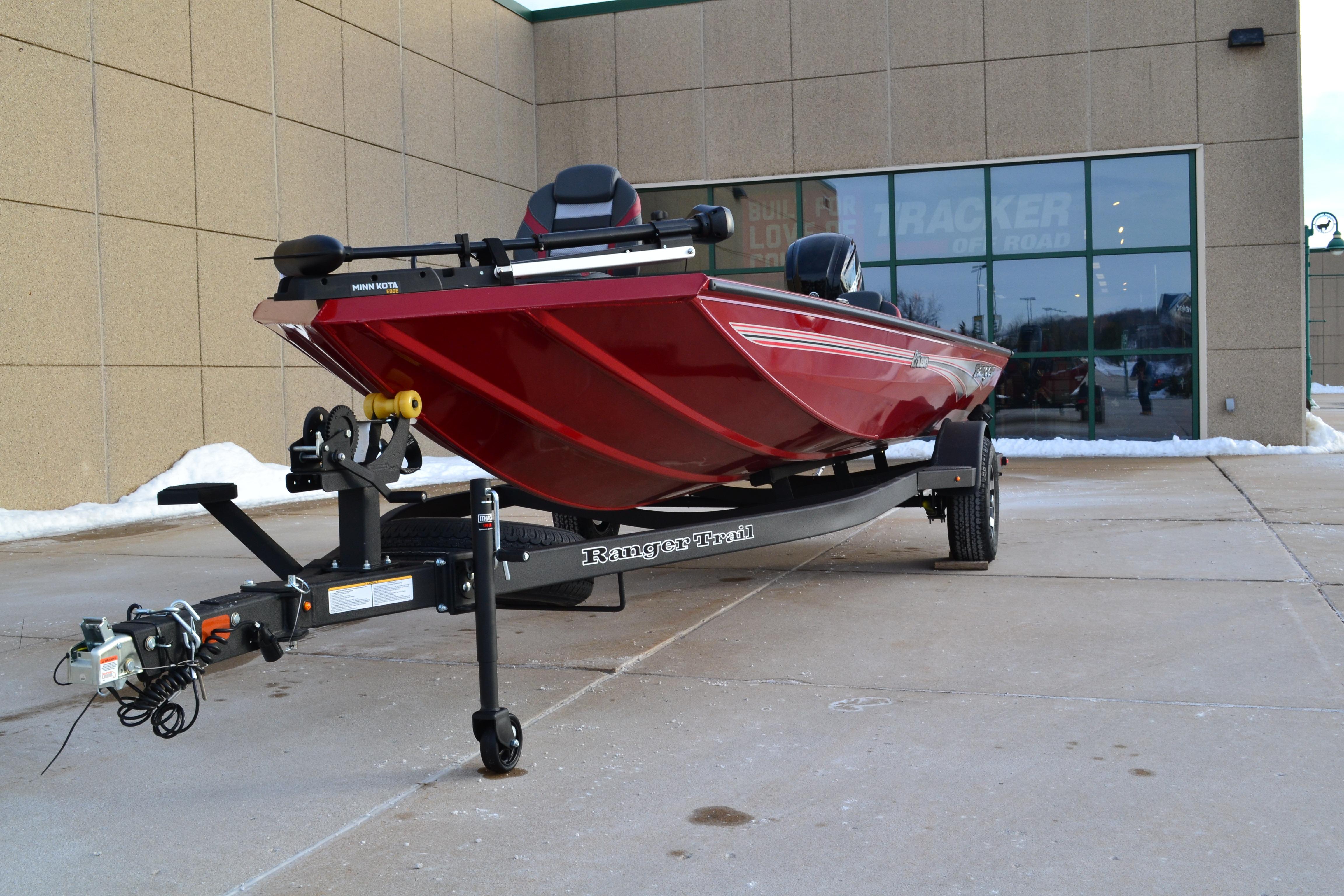 2026 Ranger RT188 boat on trailer outside a building.