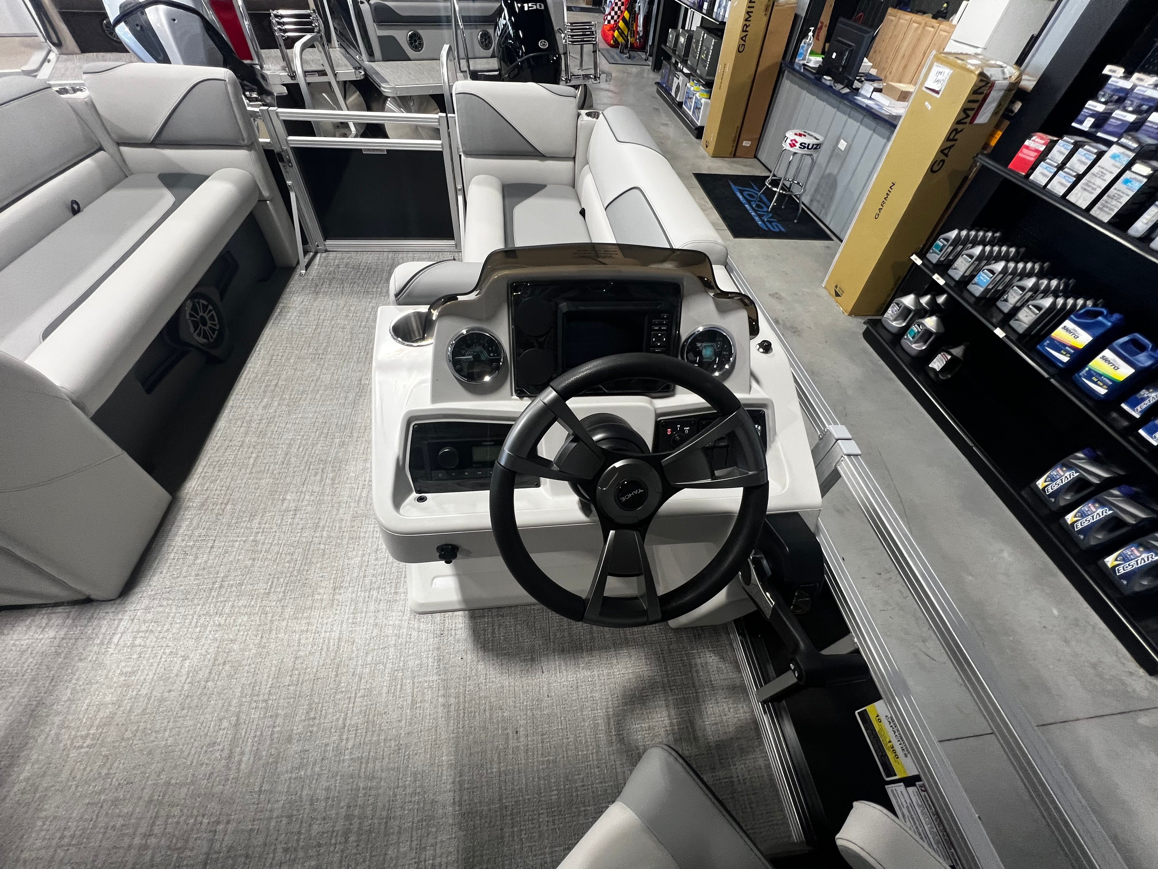 Interior view of 2026 Tahoe 2180 Sport Quad Lounger boat.