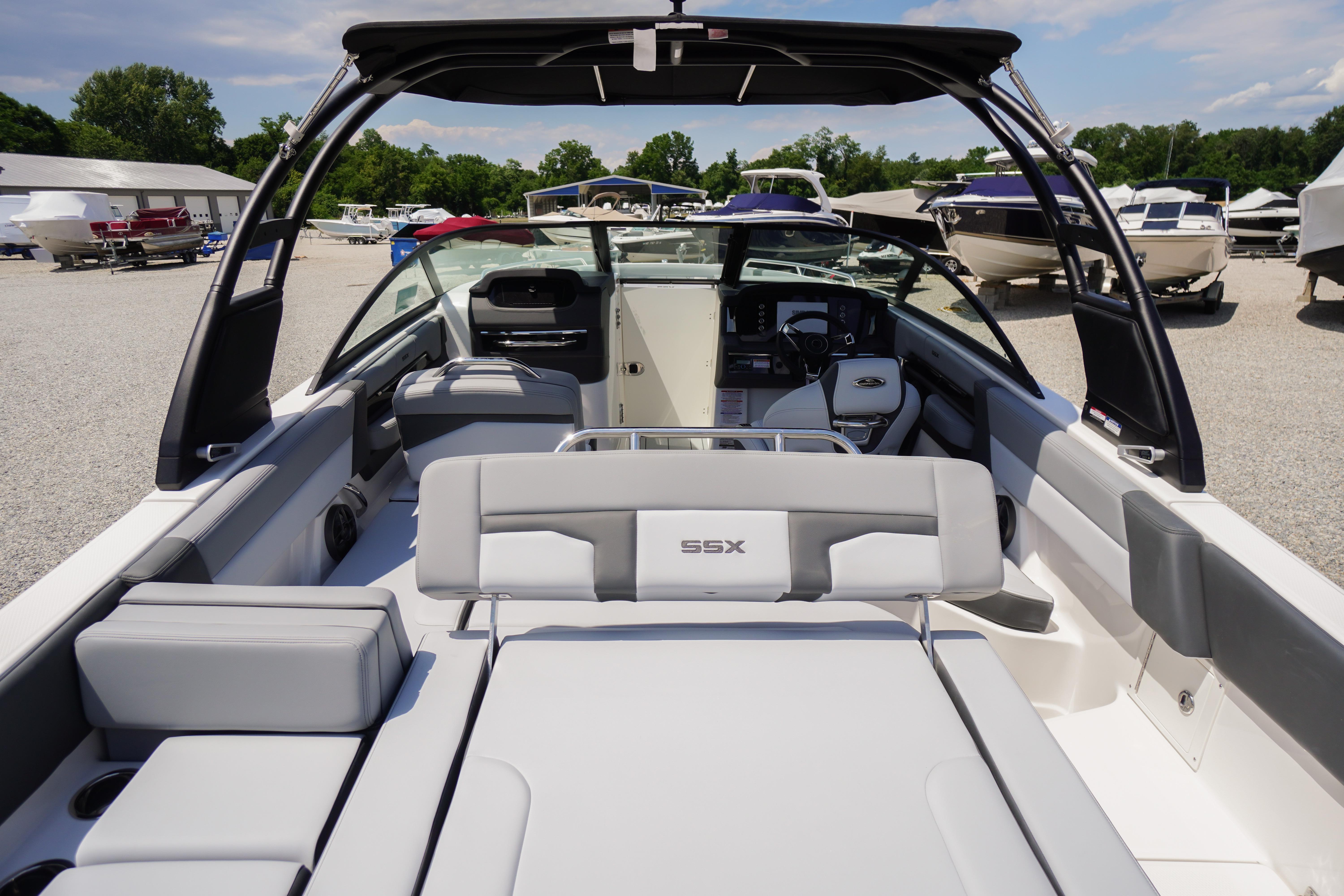 2026 Chaparral SSX 4 boat interior with sleek seating and modern design.