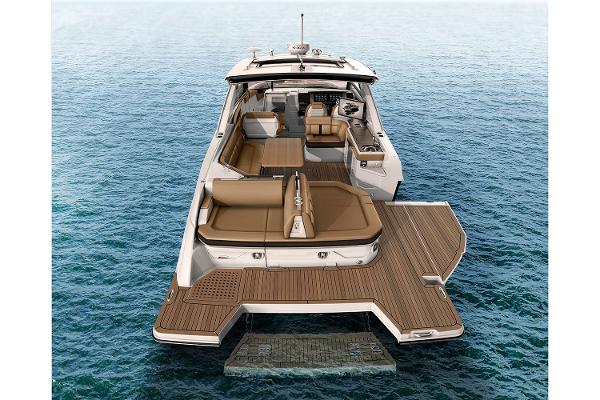 Manufacturer Provided Image: 2018 Sea Ray SLX 400 luxury boat with spacious deck on open water.