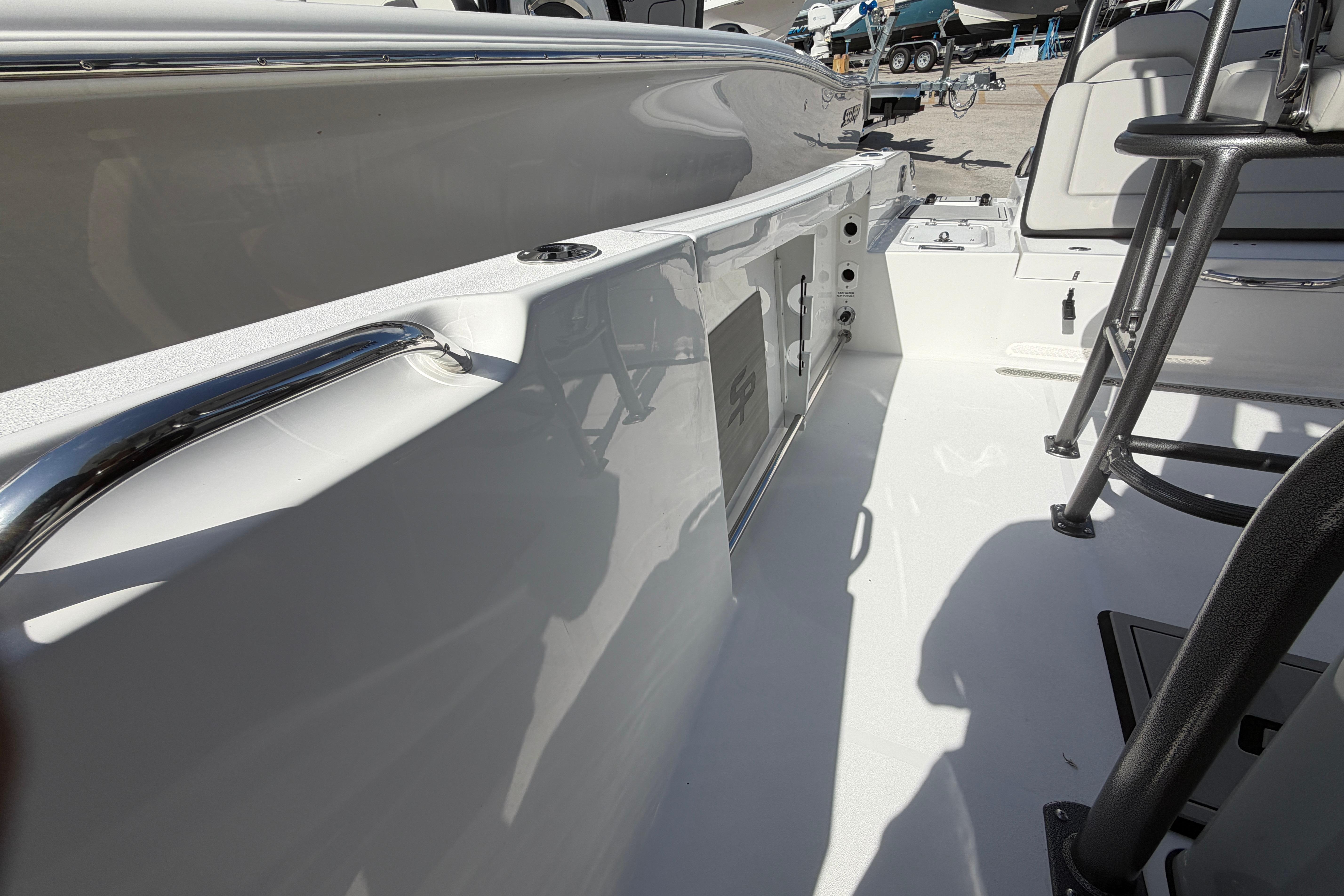 2026 Sea Pro 225FLX Sandbar boat interior with sleek design and modern features.