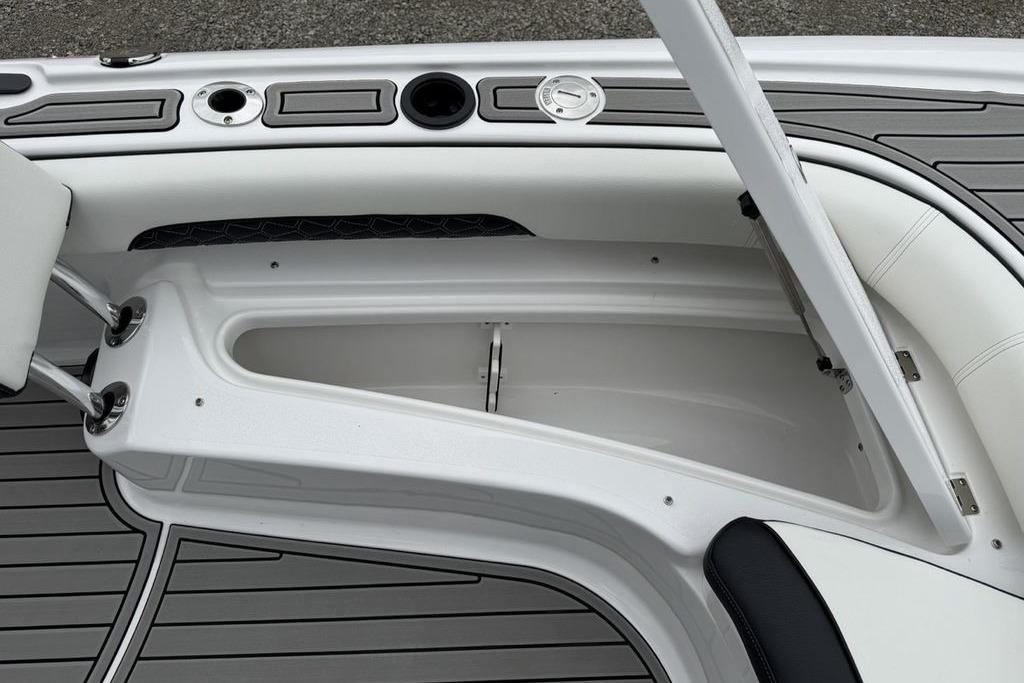 2026 Tidewater 2500 Carolina Bay boat storage compartment with sleek design and modern features.
