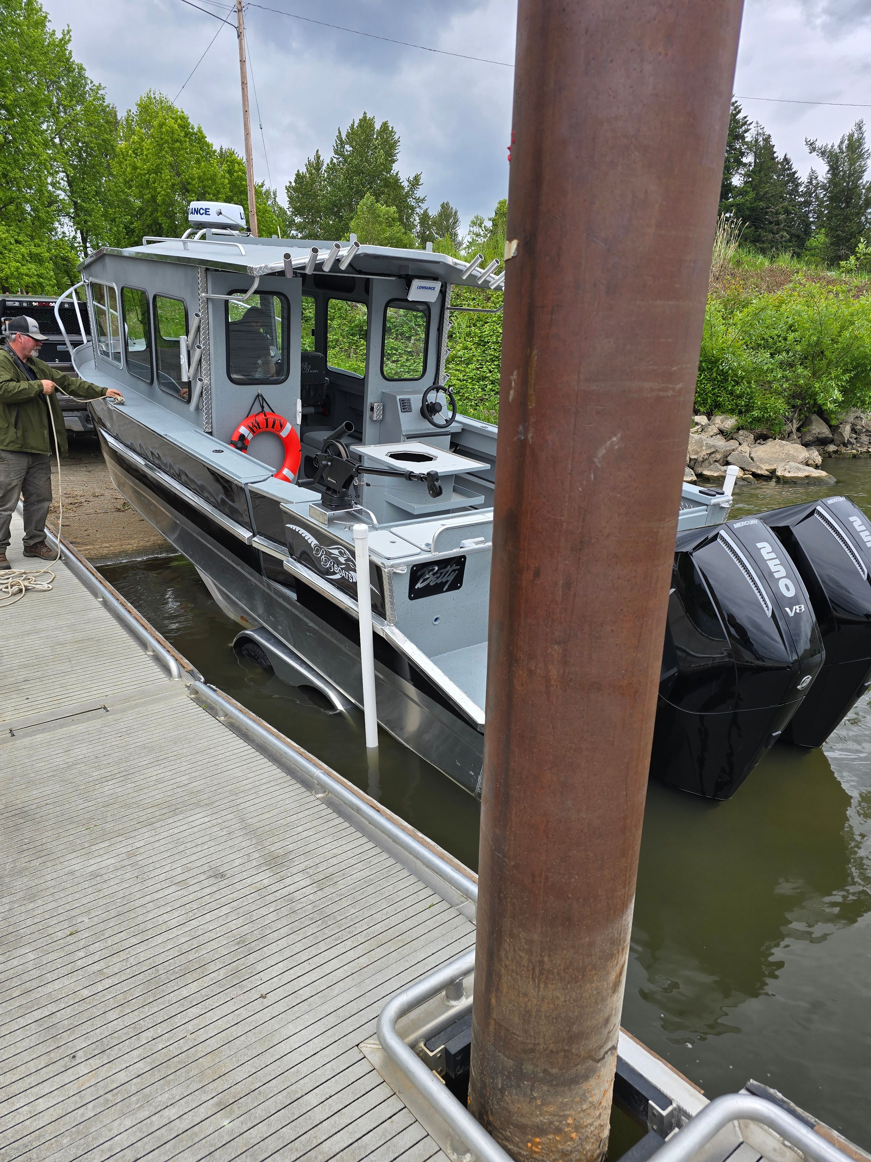 Custom Alaskan Explorer 2025 moored at the dock.