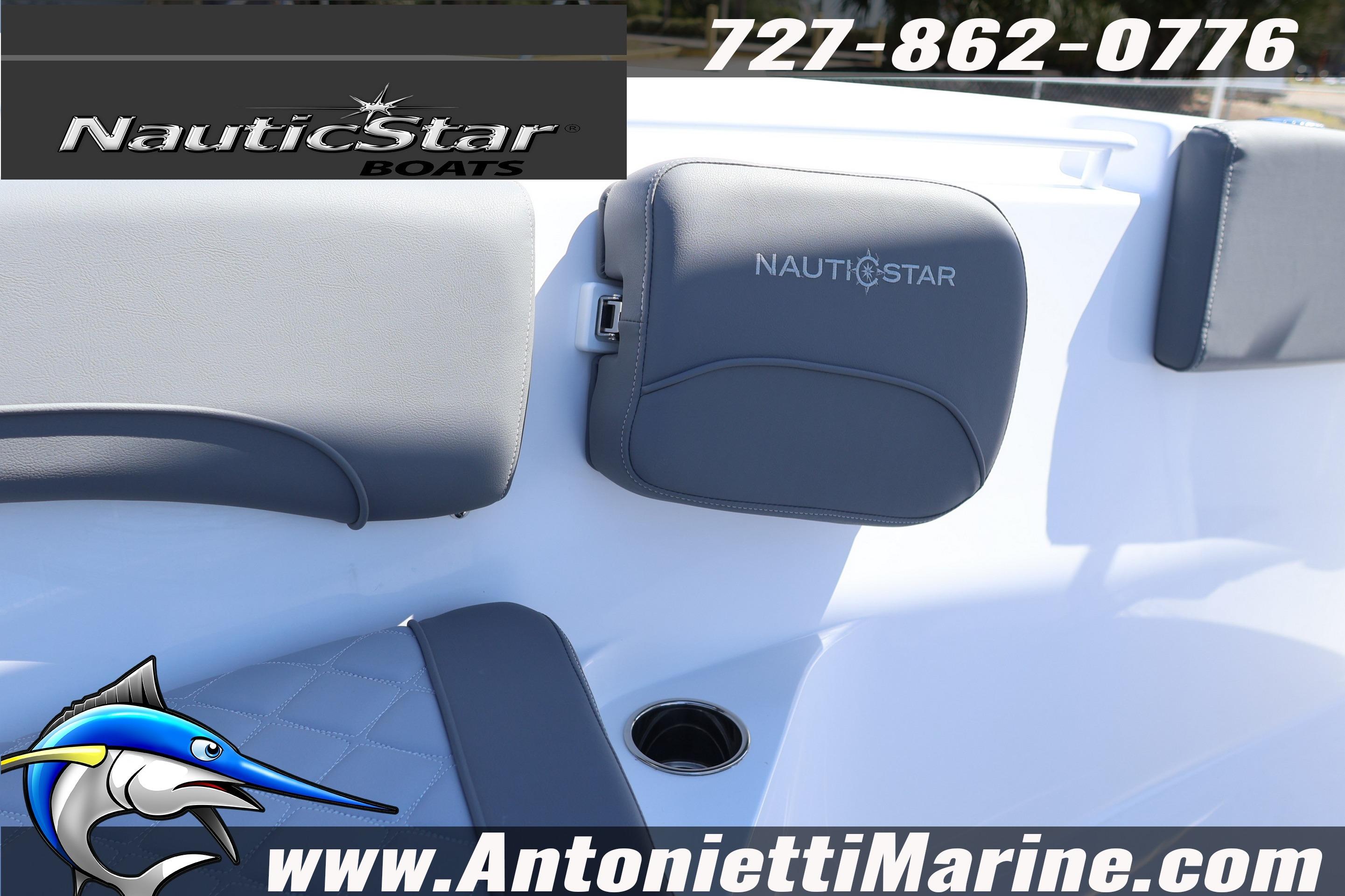 2026 NauticStar 292 Legacy boat interior with logo and contact details for Antonietti Marine.