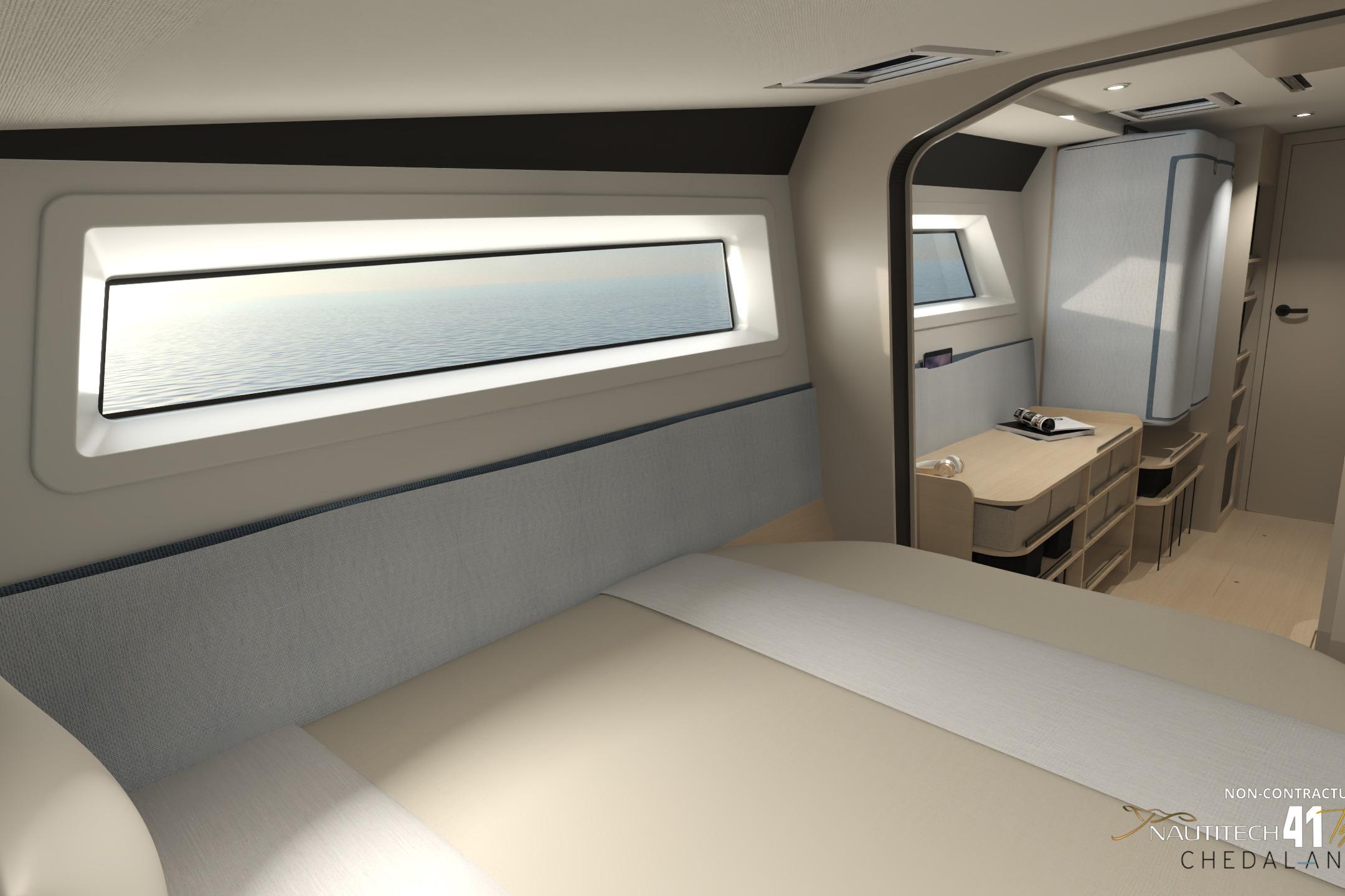 Interior of Nautitech 41 Type S yacht, model year 2026.
