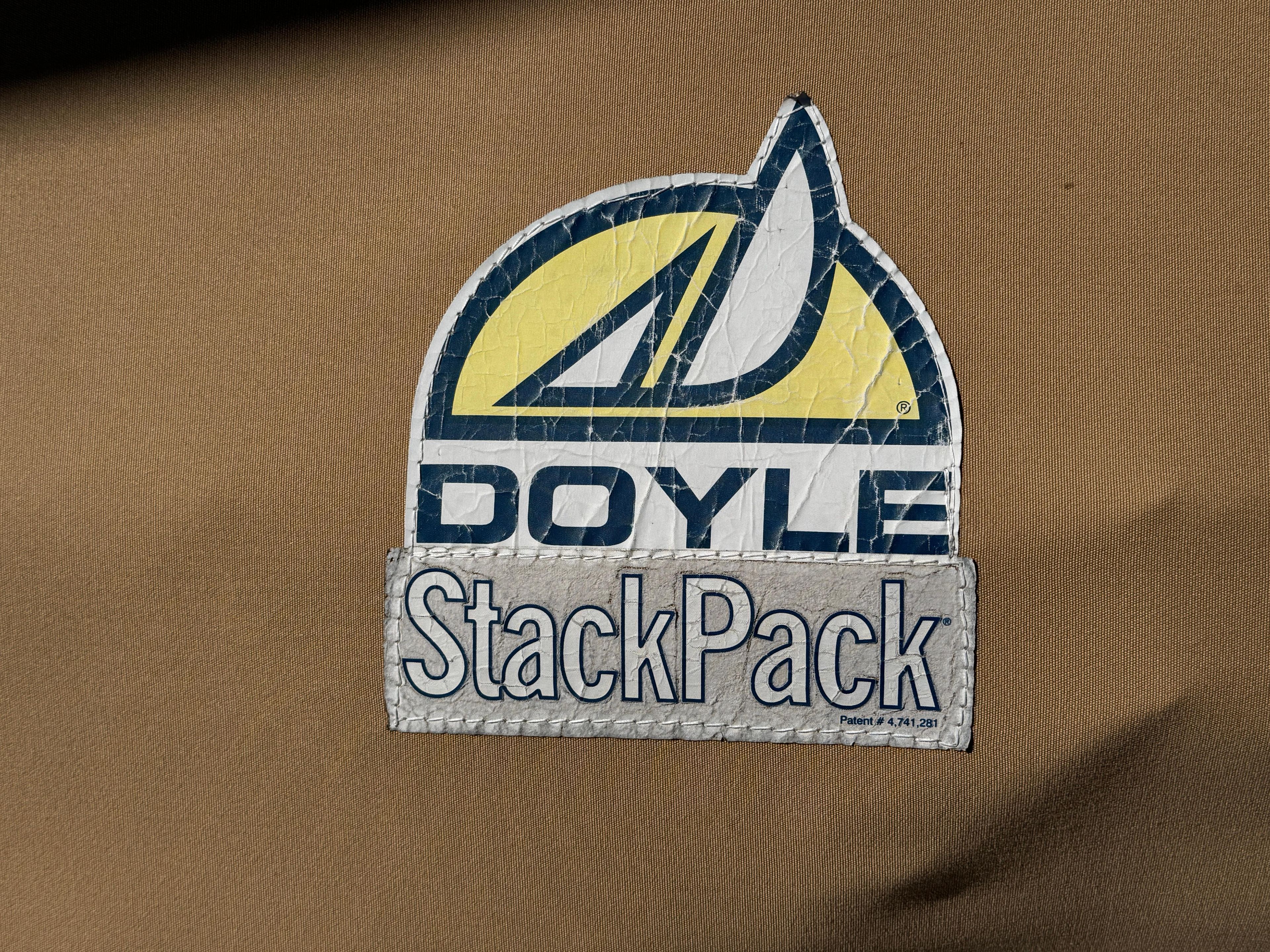 Doyle StackPack logo on Nonsuch 30 Ultra sailboat, 1989 model.