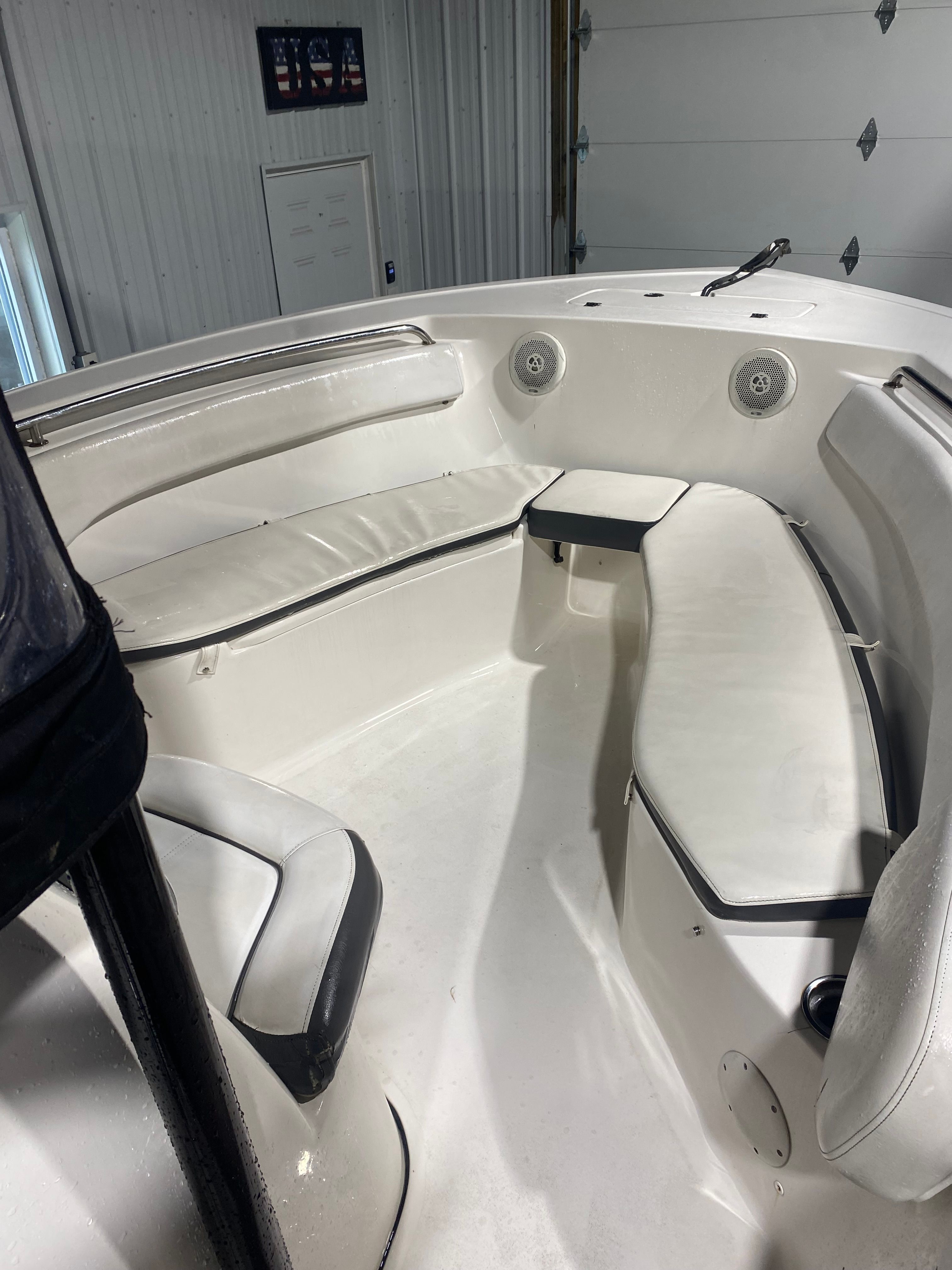 Interior view of a 2015 Tidewater 220 CC Adventure boat.