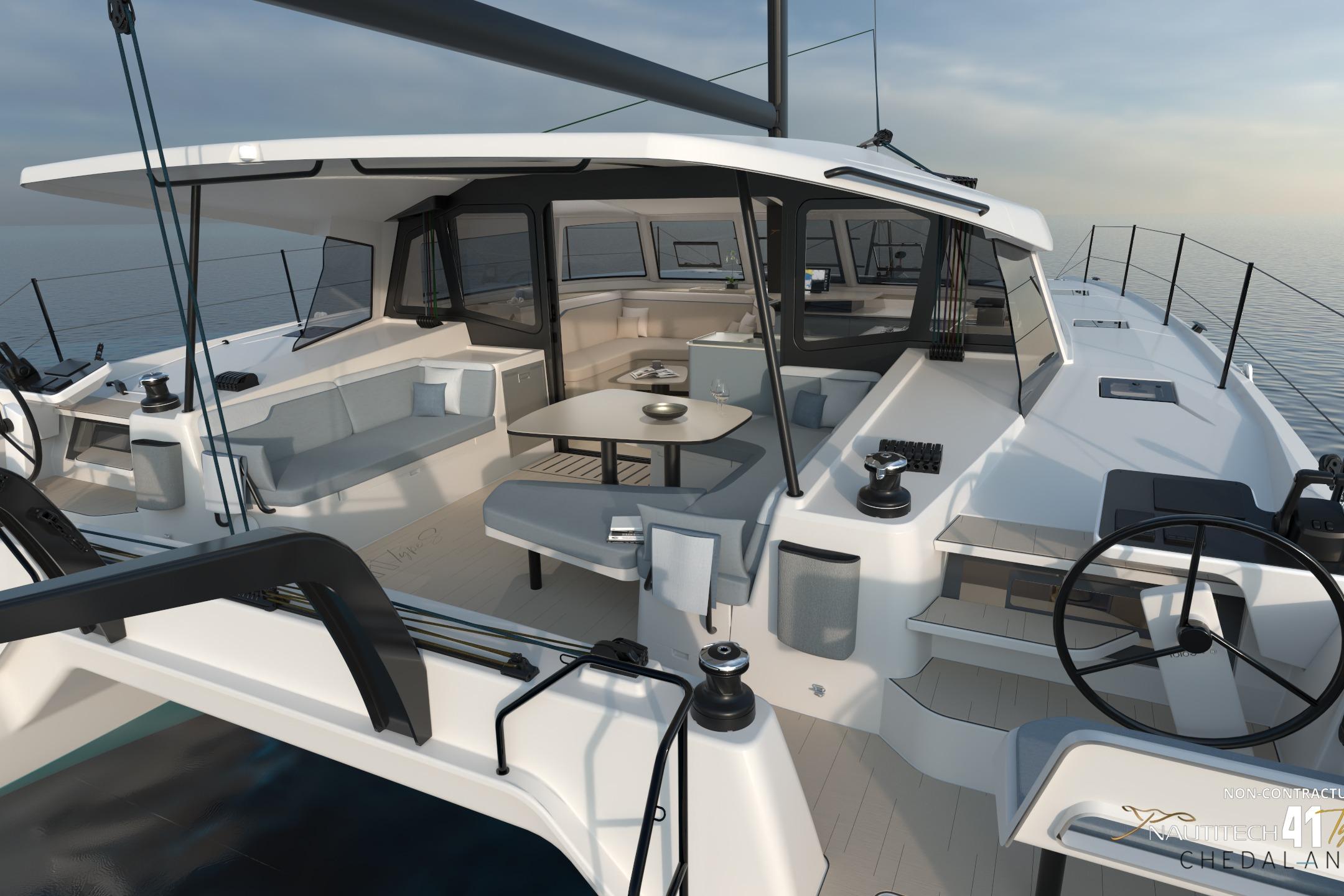 Nautitech 41 Type S 2026 catamaran with modern cockpit design.