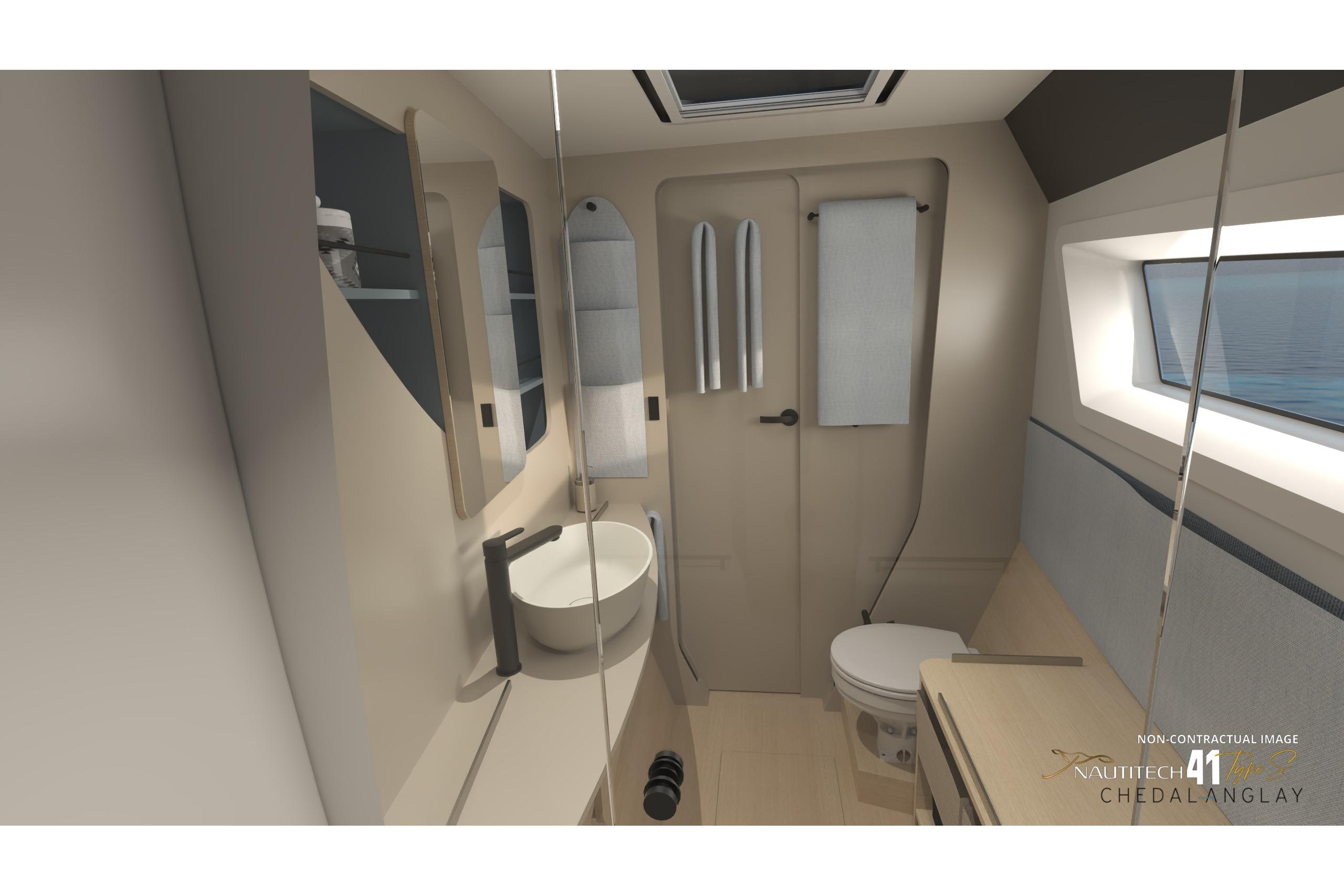 Modern bathroom in Nautitech 41 Type S, year 2026.