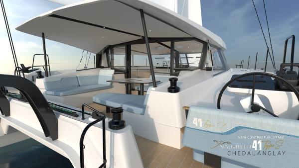 2025 Nautitech 41 Type S catamaran with spacious deck and modern design.