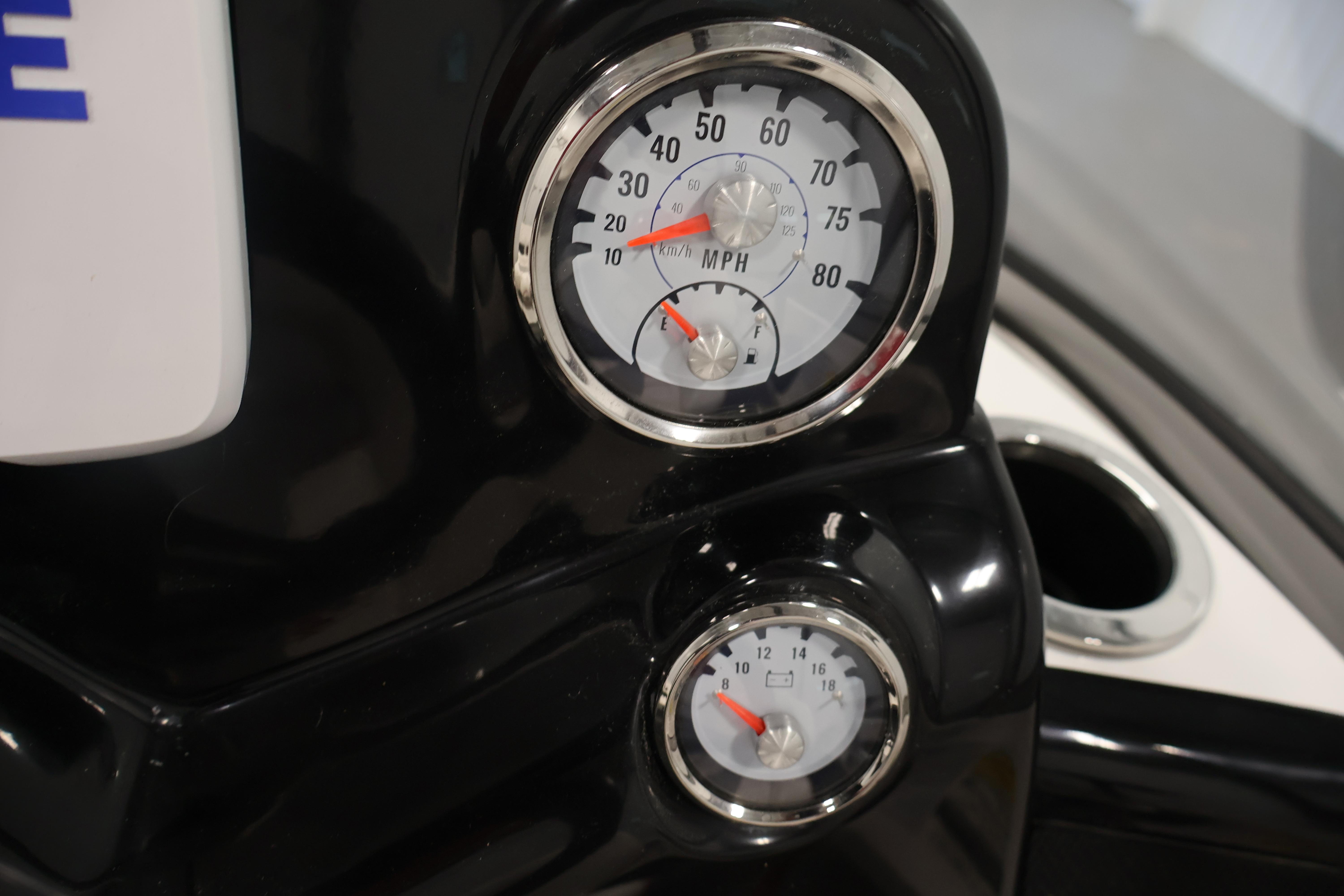 Close-up of 2019 Nitro Z19 Sport boat dashboard gauges.