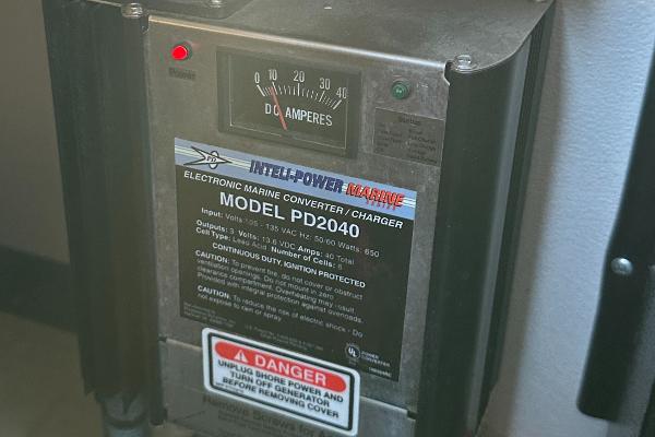 Electronic marine converter/charger, Model PD2040, on a 2004 Sea Ray 380 Sundancer.