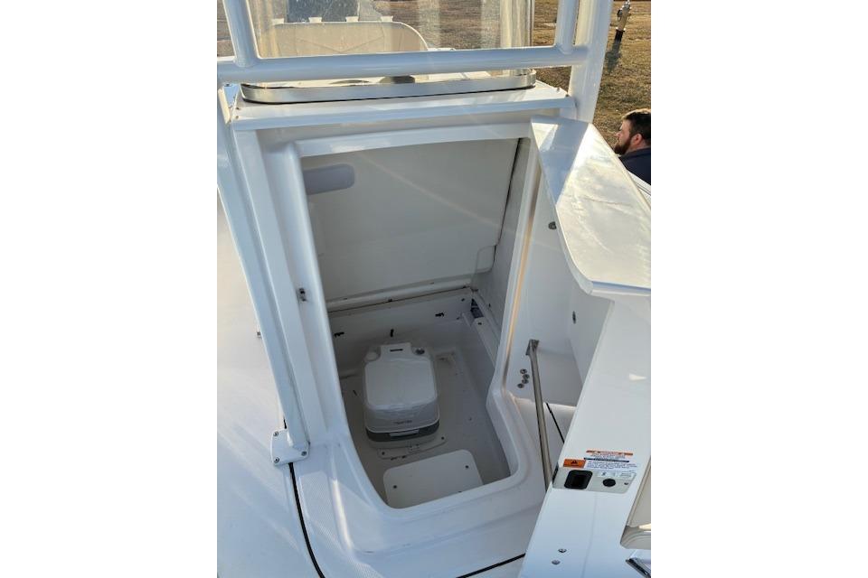 Interior of 2026 Robalo 226 Cayman featuring a toilet.