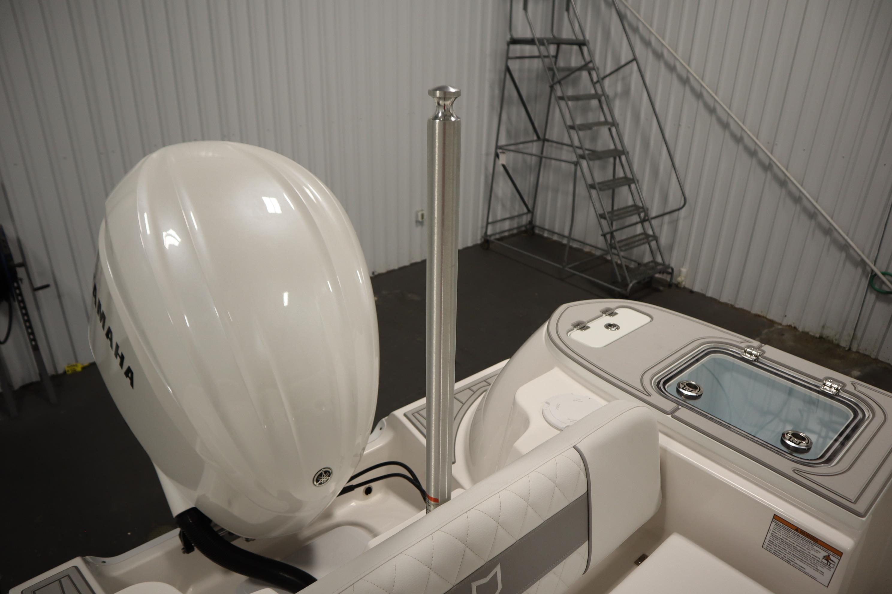 2026 Sea Fox 228 Commander boat interior with Yamaha engine and seating.