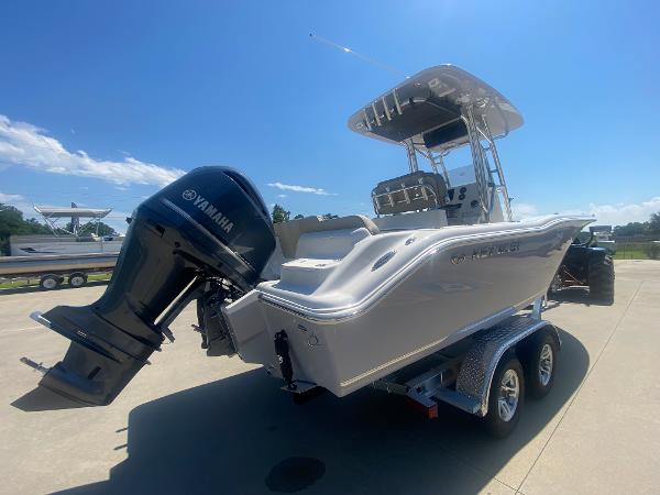 2024 Key West 239 FS boat with Yamaha outboard engine on trailer.