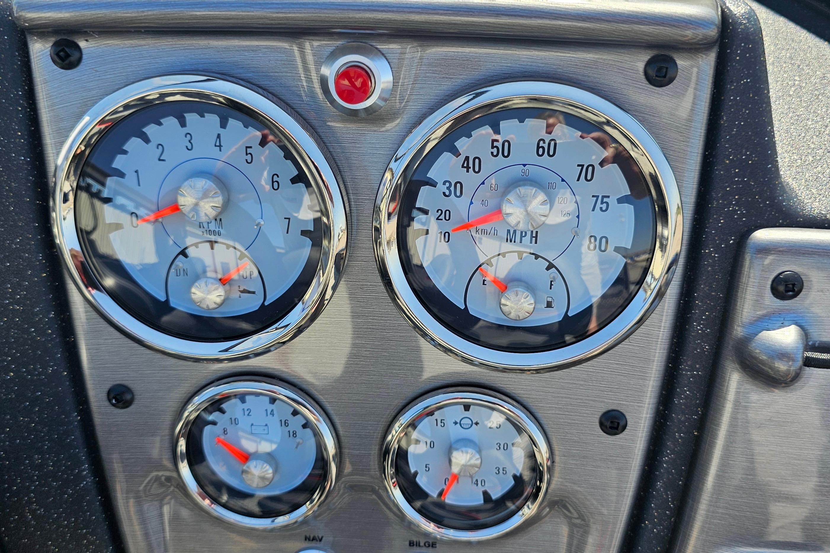 Dashboard gauges of 2026 Tracker Pro Guide V-175 Combo boat.
