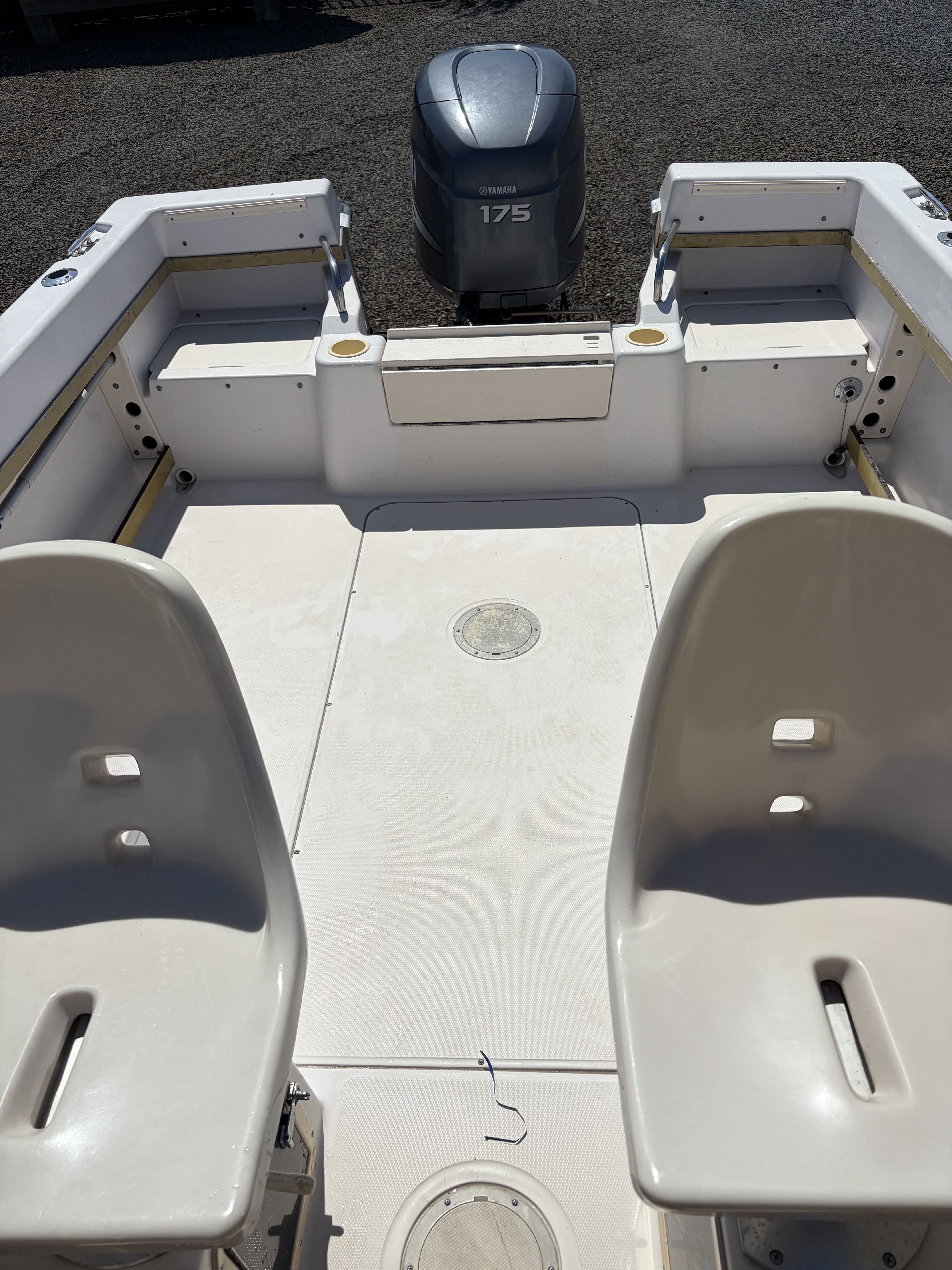 The image shows the cockpit of a 1993 Grady-White Adventure 208 boat with two seats.