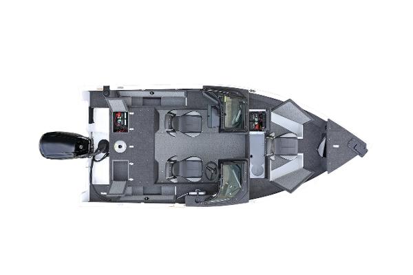 Manufacturer Provided Image: Top view of 2025 Lund 1650 Rebel XL Sport fishing boat layout.