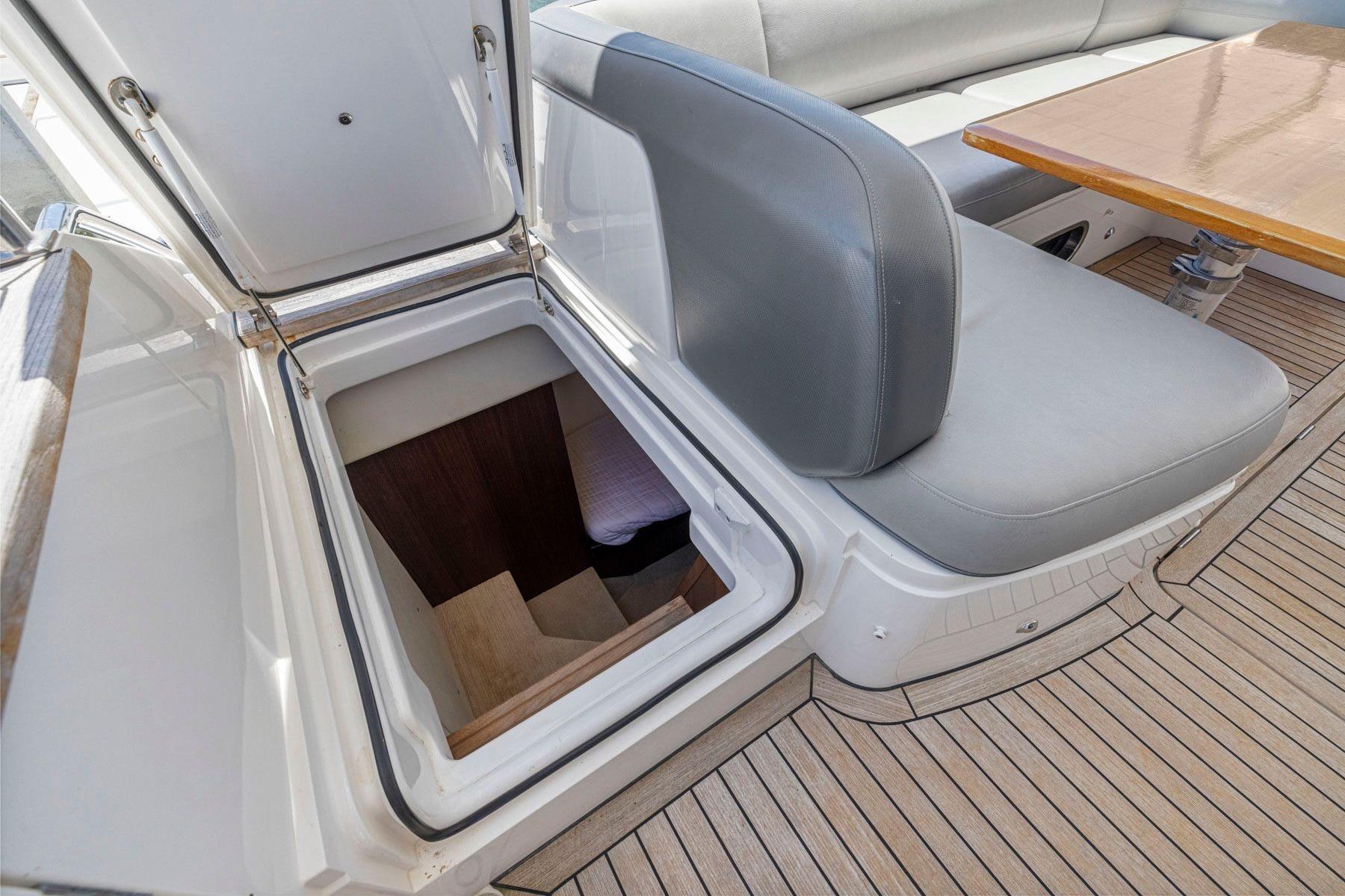 Hatch opening to lower deck on 2015 Princess 60 Flybridge Motor Yacht.