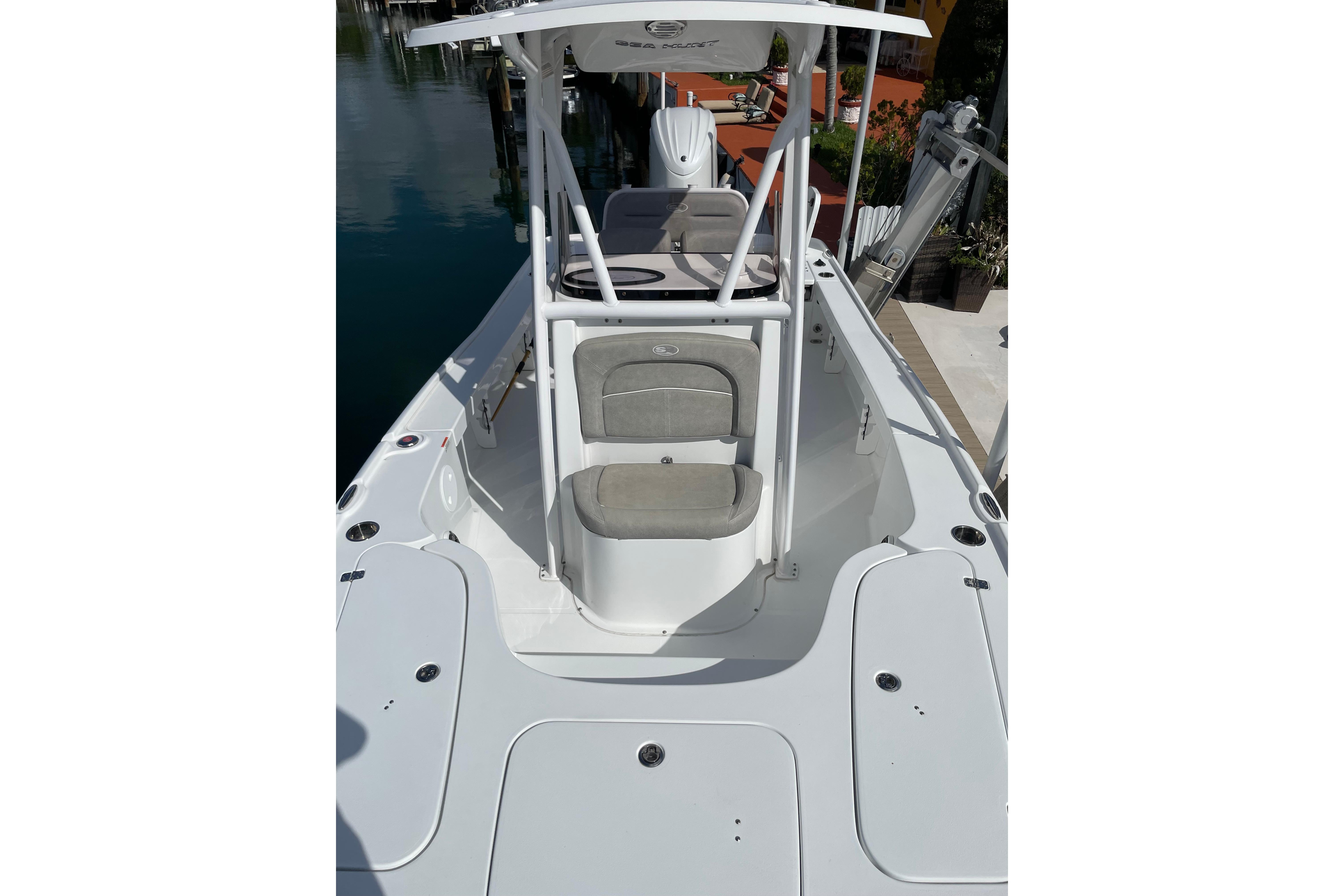 2024 Sea Hunt BX 22 BR boat with sleek white deck and seating.