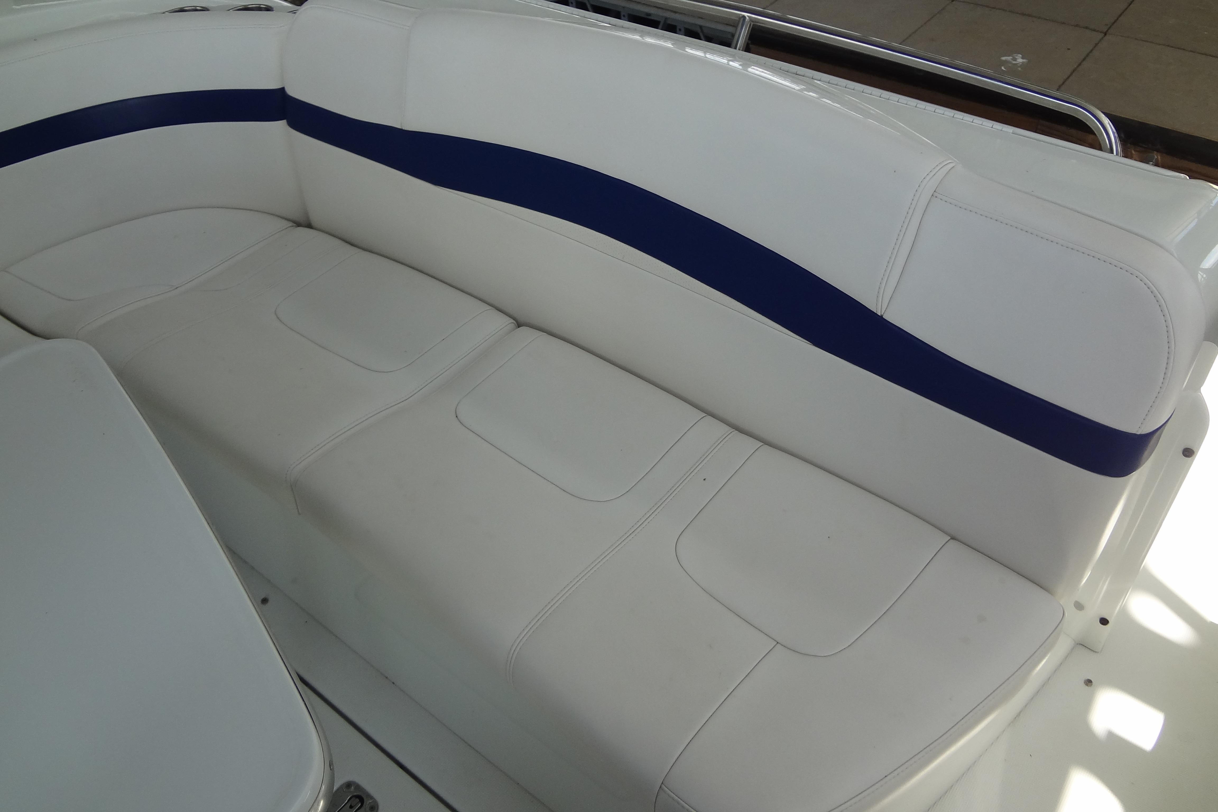 White seating area on a 2007 Formula 34 Performance Cruiser boat.
