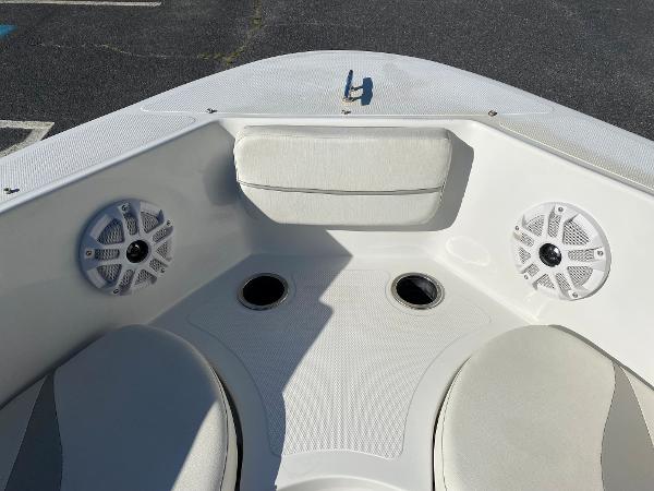 2019 Caravelle 19 EBo Bowrider boat interior with speakers and seating.