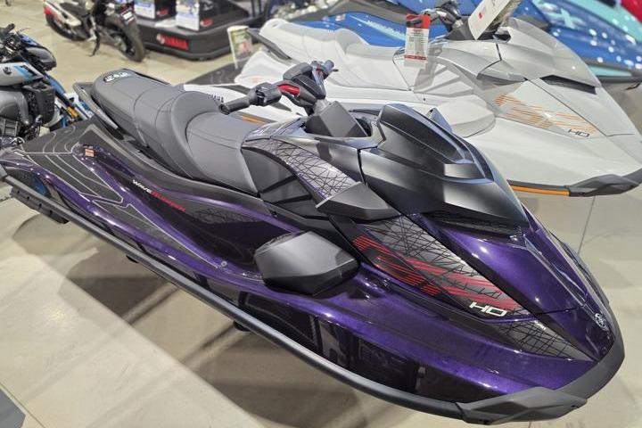 2026 Yamaha WaveRunner GP HO in showroom, sleek design, purple and black color scheme.