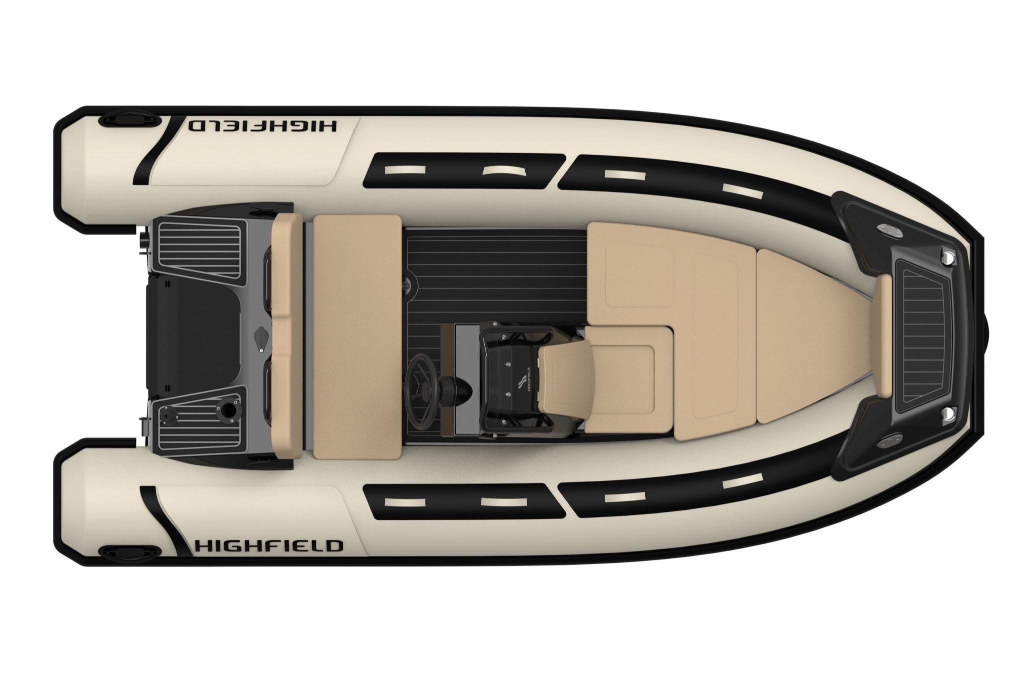 Manufacturer Provided Image: Top view of 2025 Highfield Sport 390 inflatable boat, featuring sleek design and seating layout.