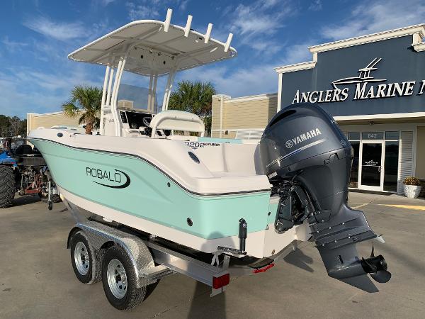 2024 Robalo R202 Explorer boat with Yamaha engine at Anglers Marine dealership.